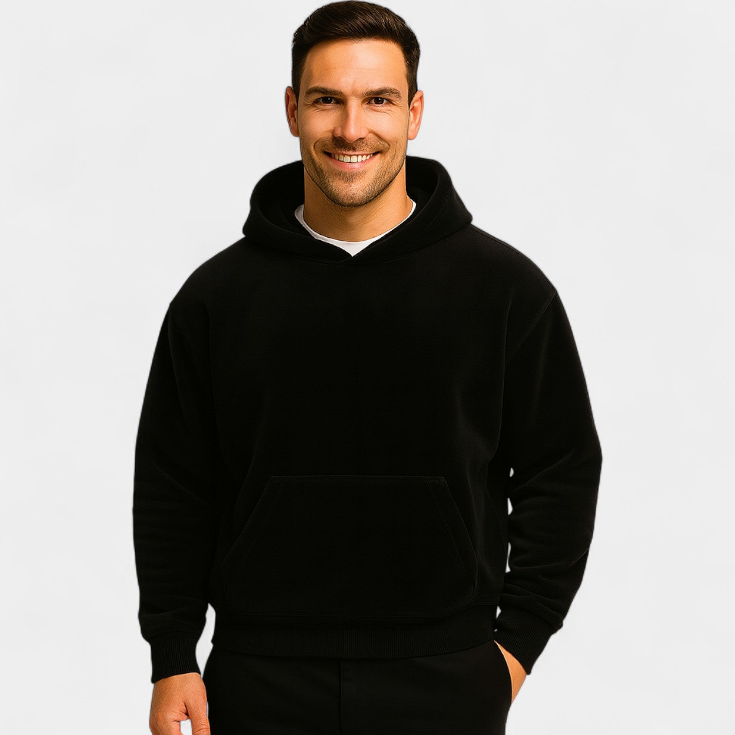 Riche | Sweat à capuche homme coton velours – streetwear raffiné court