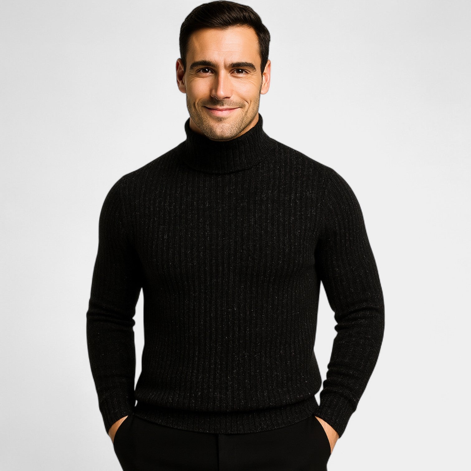 Riche | Col roulé homme mélange laine technique – coupe slim raffinée