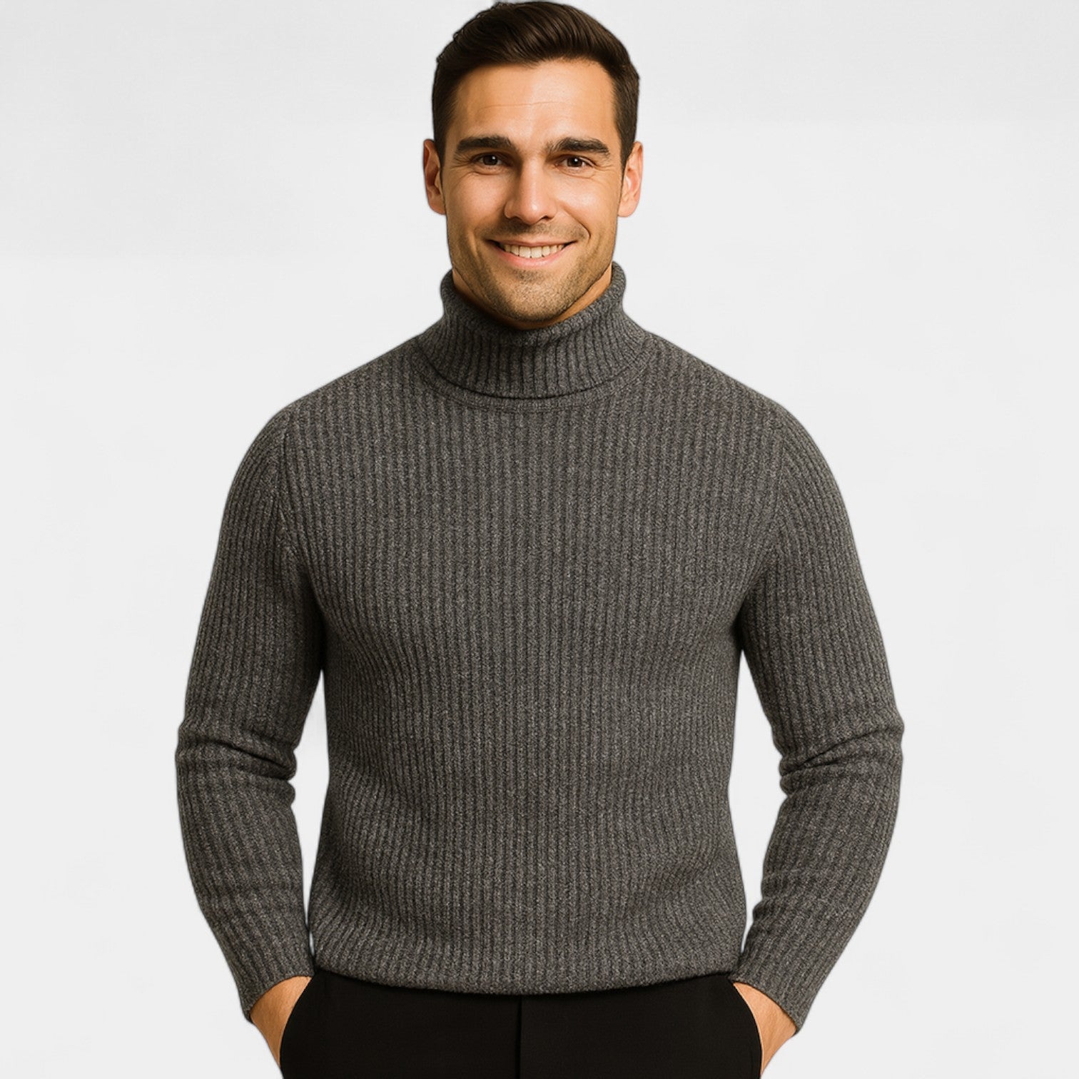 Riche | Col roulé homme mélange laine technique – coupe slim raffinée