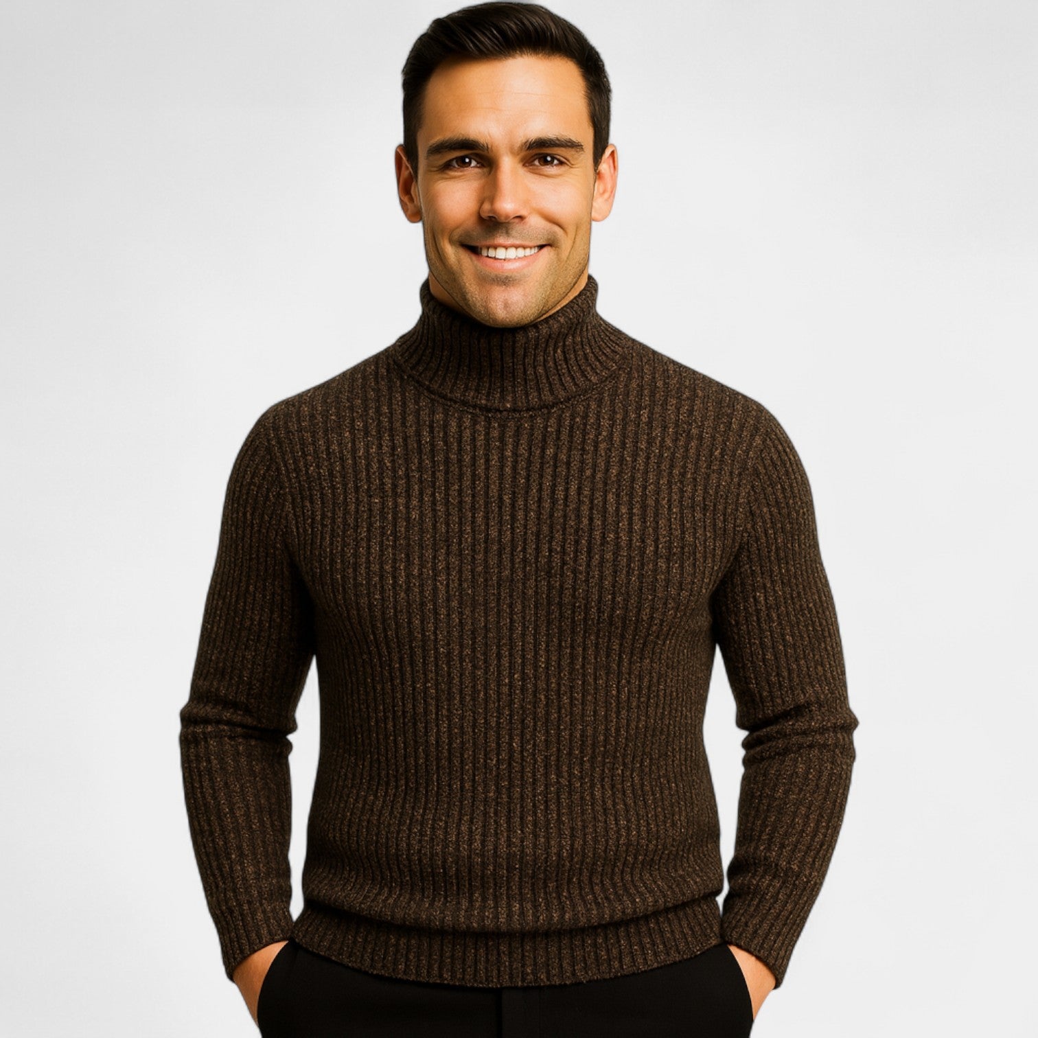 Riche | Col roulé homme mélange laine technique – coupe slim raffinée