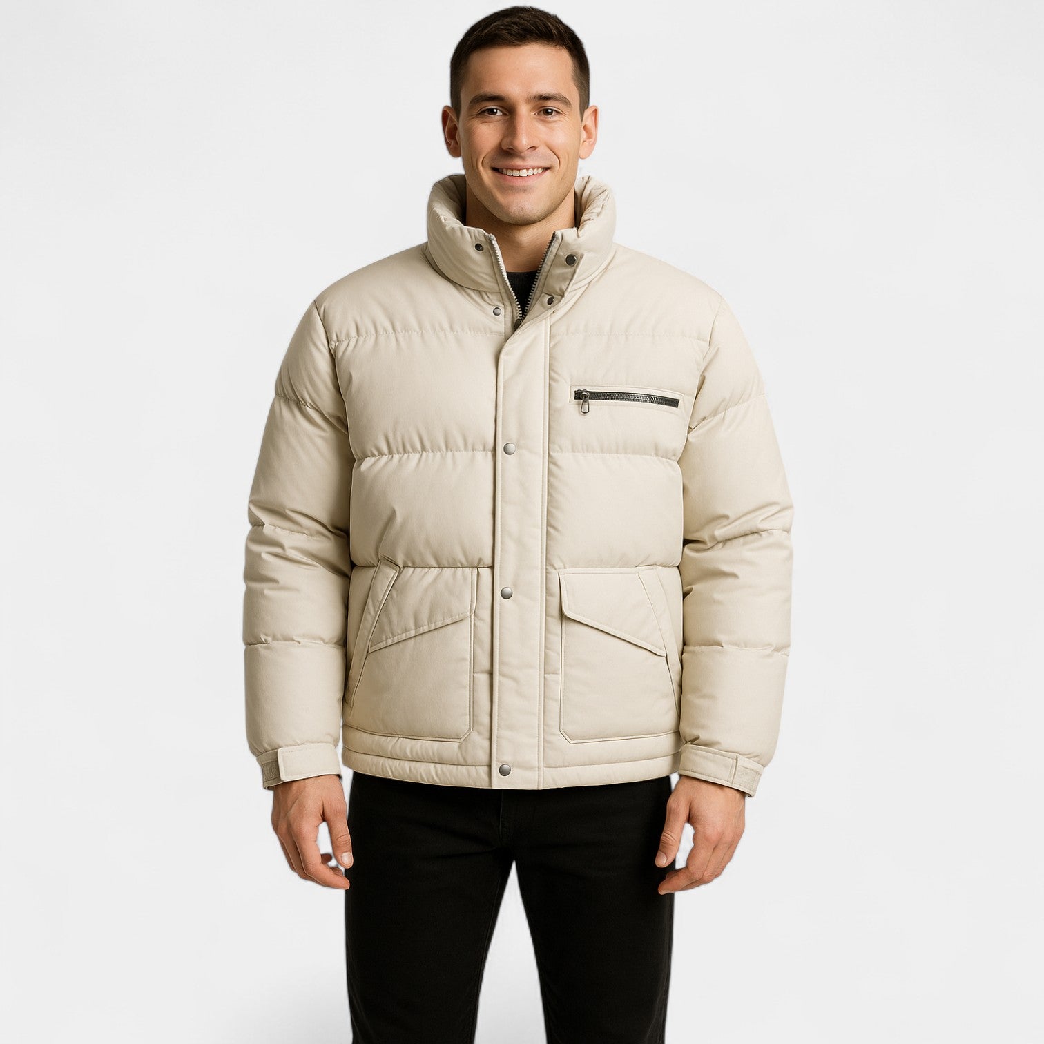 Riche | Doudoune homme col montant coton mélangé – raffiné, chaud, coupe technique