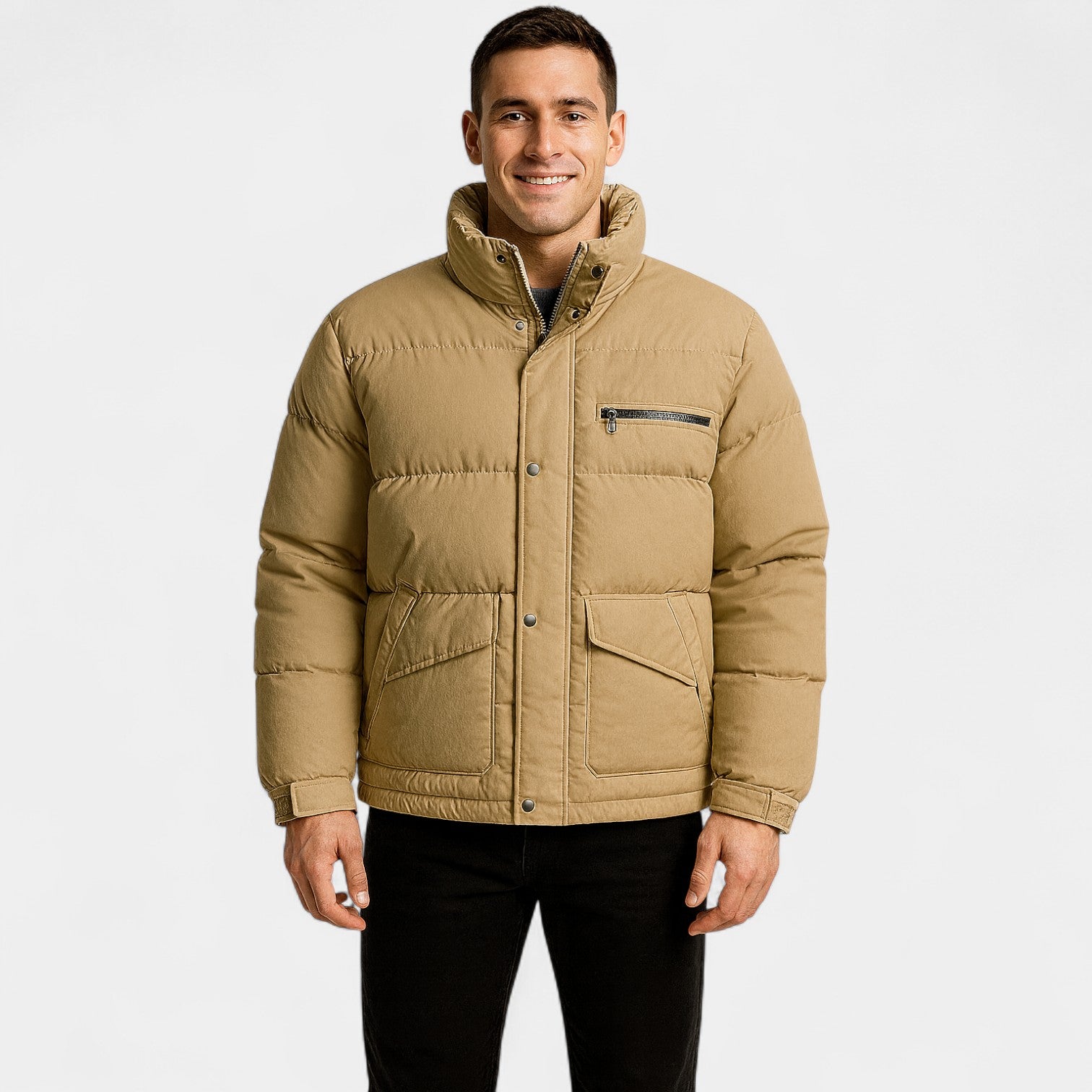 Riche | Doudoune homme col montant coton mélangé – raffiné, chaud, coupe technique