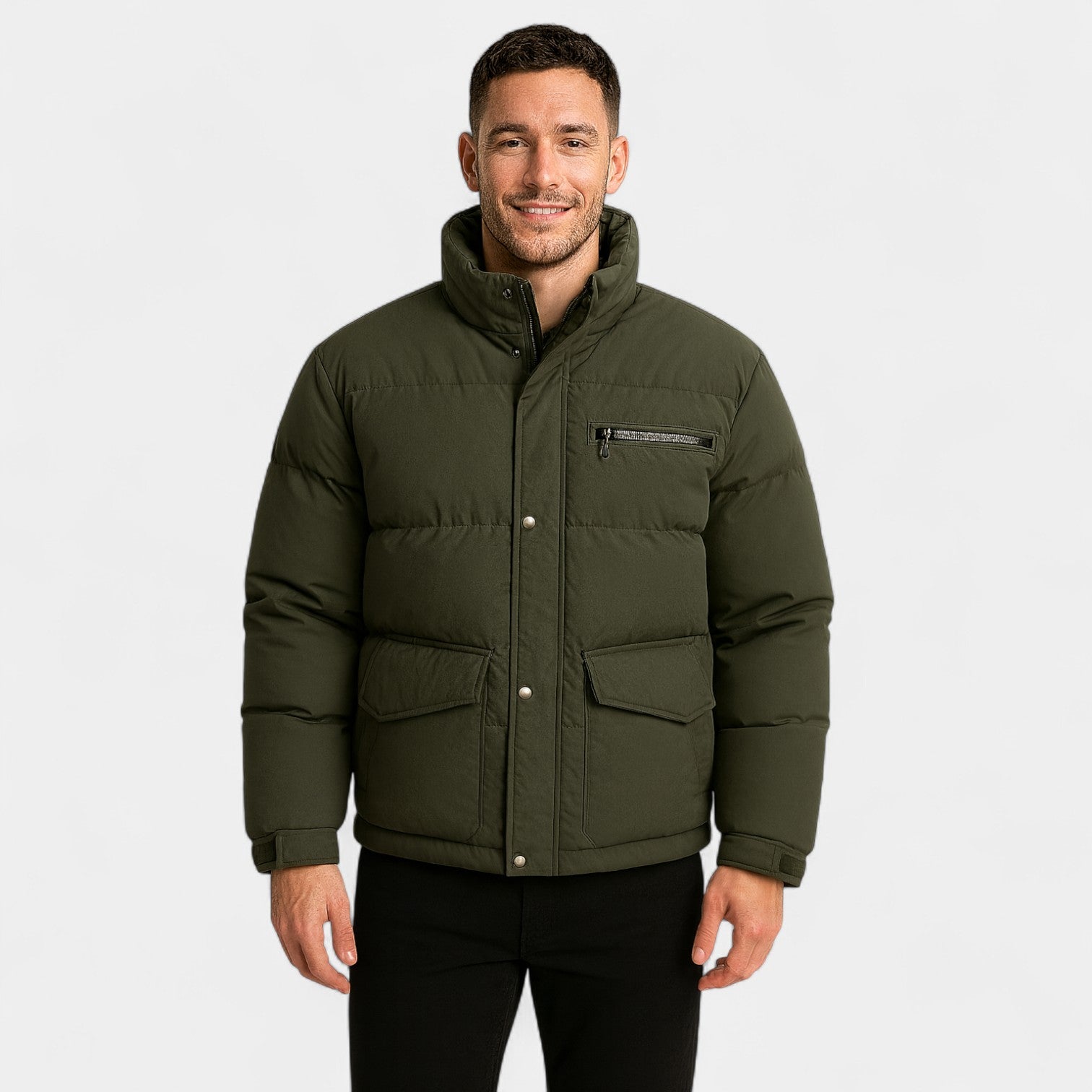 Riche | Doudoune homme col montant coton mélangé – raffiné, chaud, coupe technique