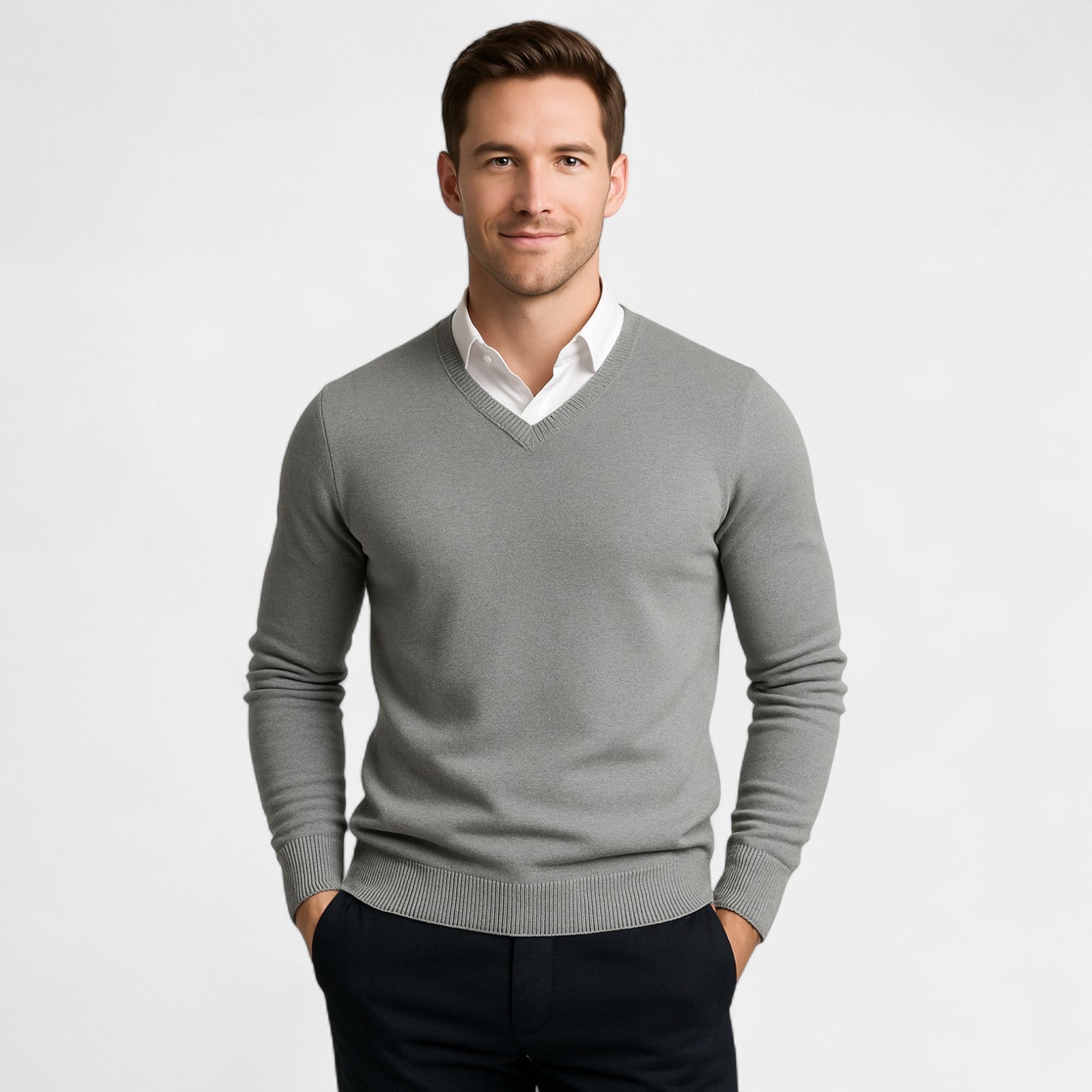 Riche | Pull col V homme – Coupe slim en maille technique