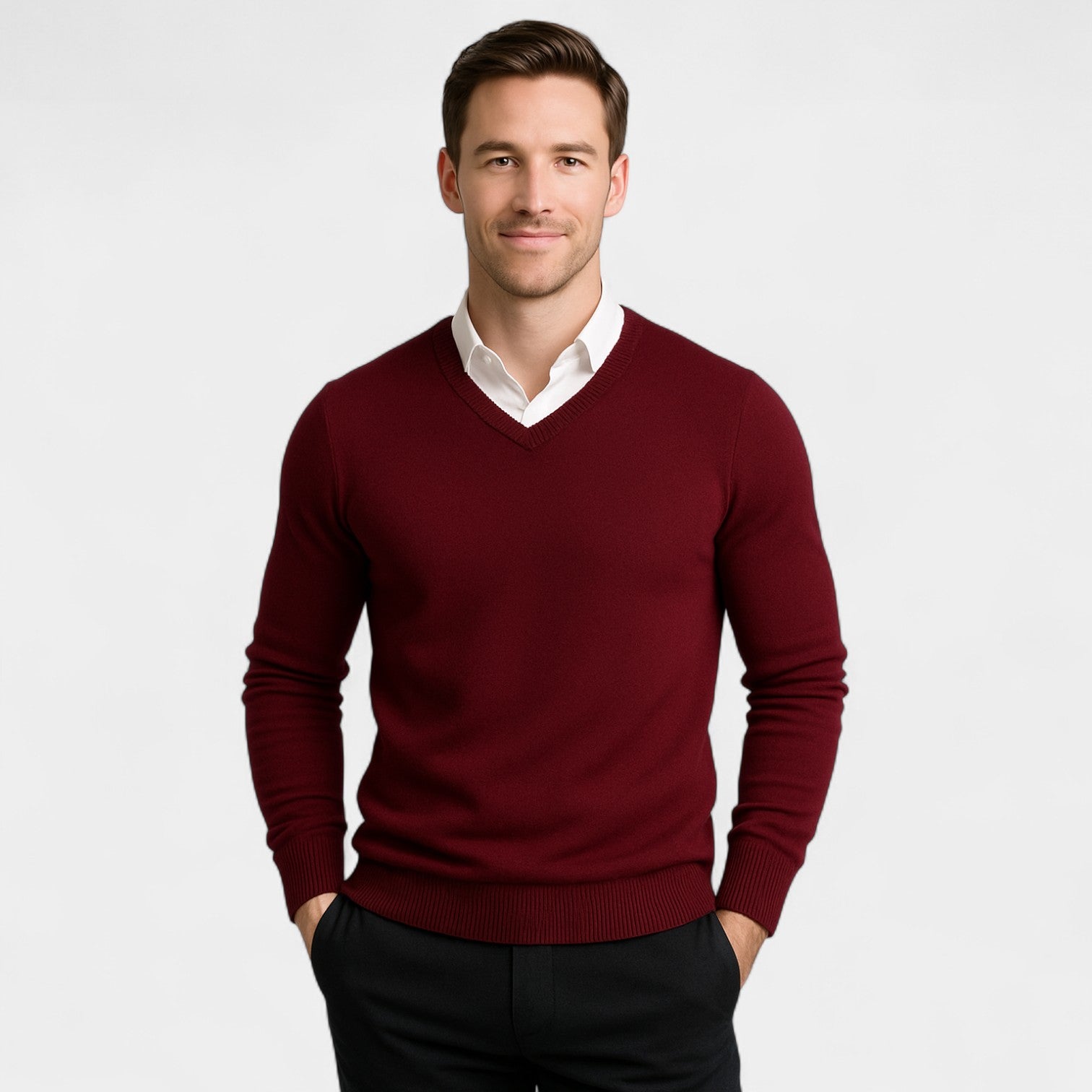 Riche | Pull col V homme – Coupe slim en maille technique