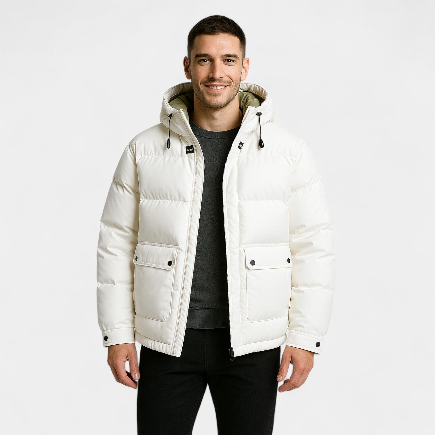 Riche | Doudoune homme à capuche duvet mélangé – chaude, raffinée, silhouette hivernale