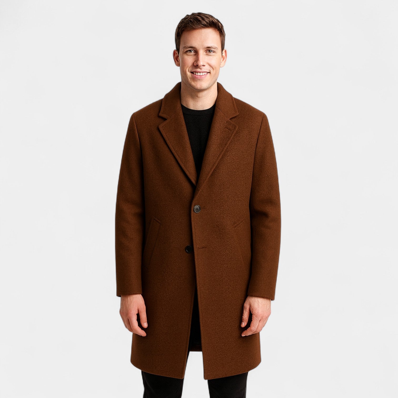 Riche | Trench-coat homme croisé en laine mélangée – ajusté, raffiné, silhouette mi-longue