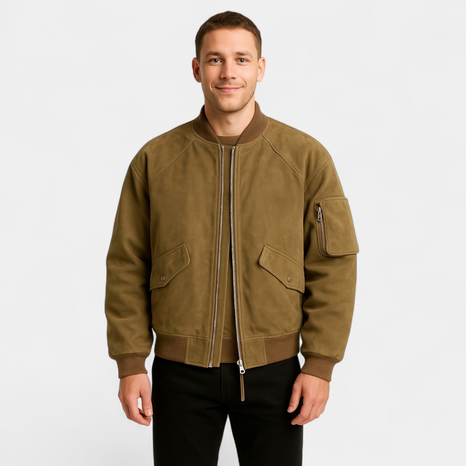 Riche | Veste homme rétro en suède coupe ample épaisse – raffinée, chaude, silhouette vintage