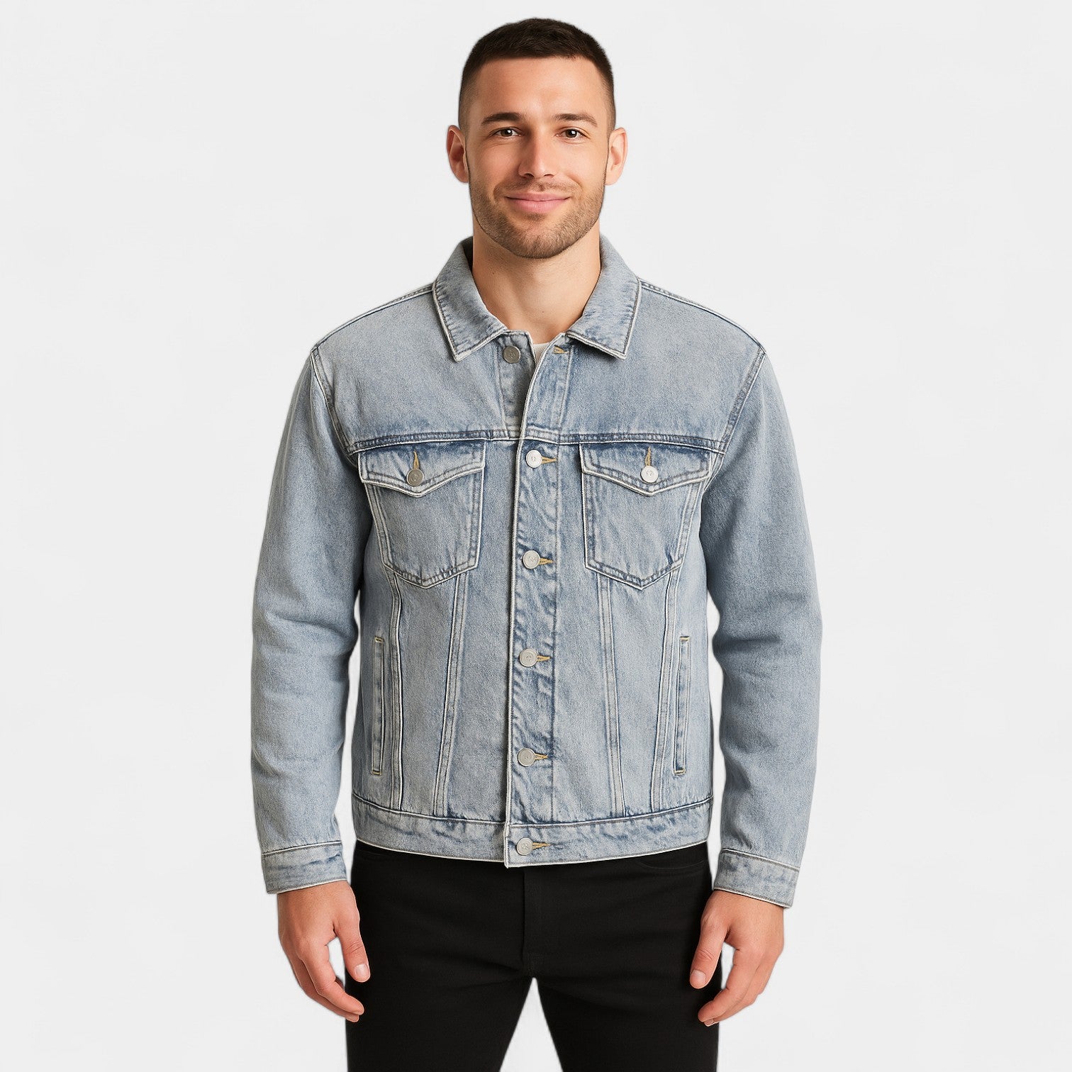 Riche | Veste homme en jean délavé coupe ample – rétro, authentique, silhouette quotidienne