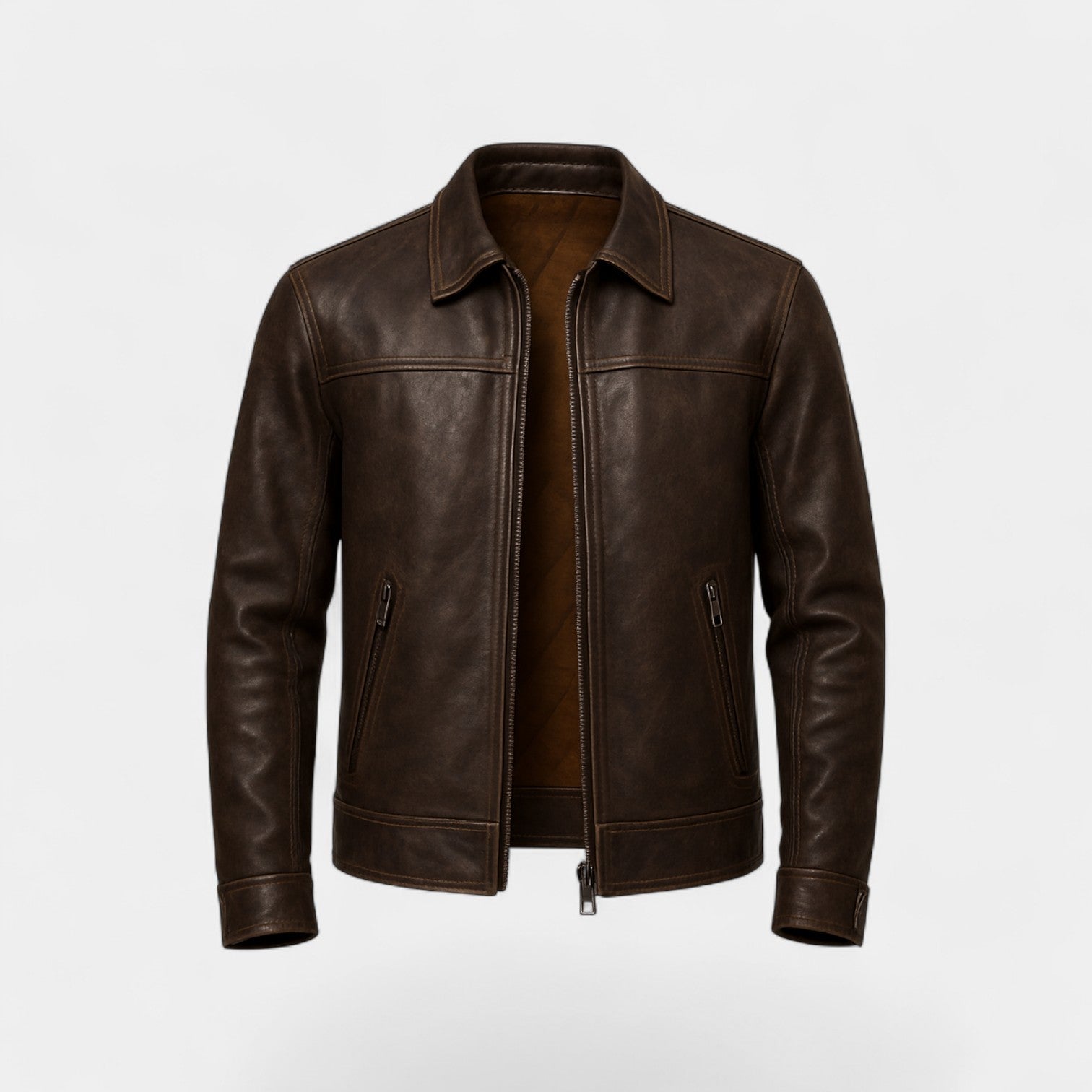 Riche | Veste homme cuir de vachette mate vintage – raffinée, affirmée, silhouette quotidienne