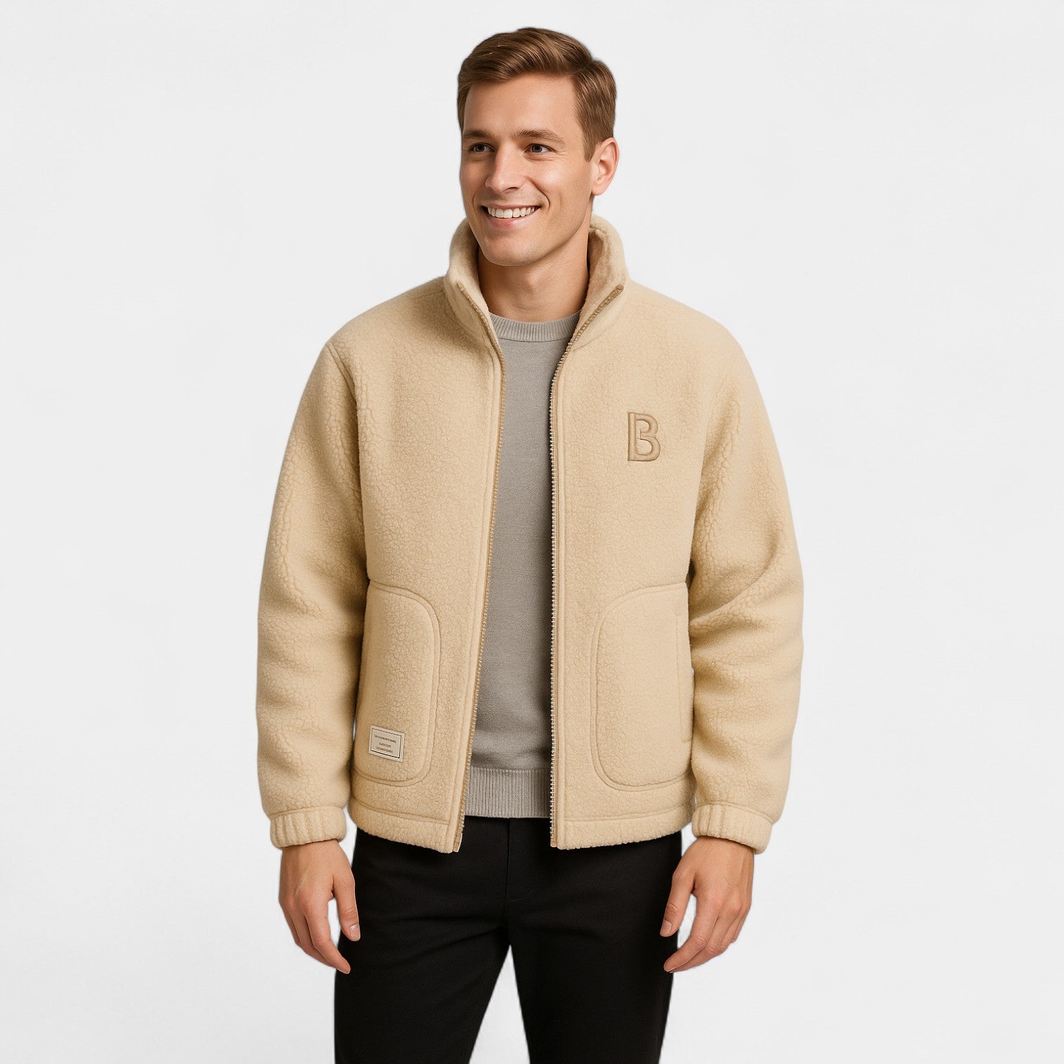 Riche | Veste homme varsity en cachemire pur – raffinée, chaude, silhouette intemporelle