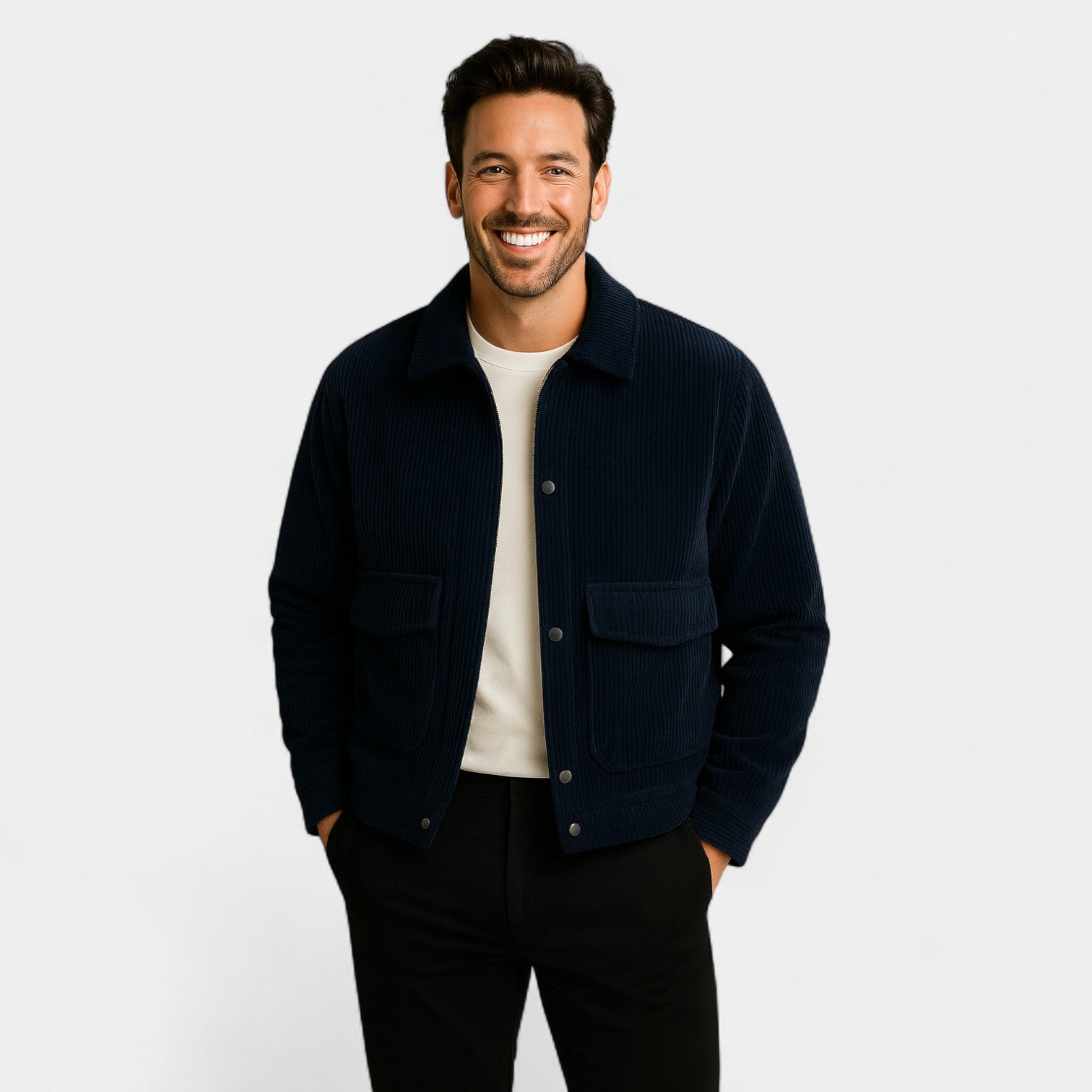 Riche | Veste homme en velours côtelé coupe ample – rétro, raffinée, couche quotidienne