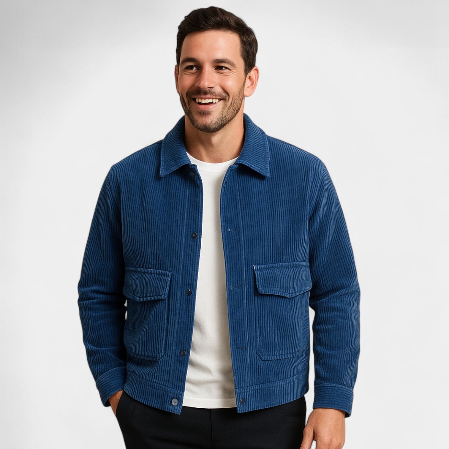 Riche | Veste homme en velours côtelé coupe ample – rétro, raffinée, couche quotidienne
