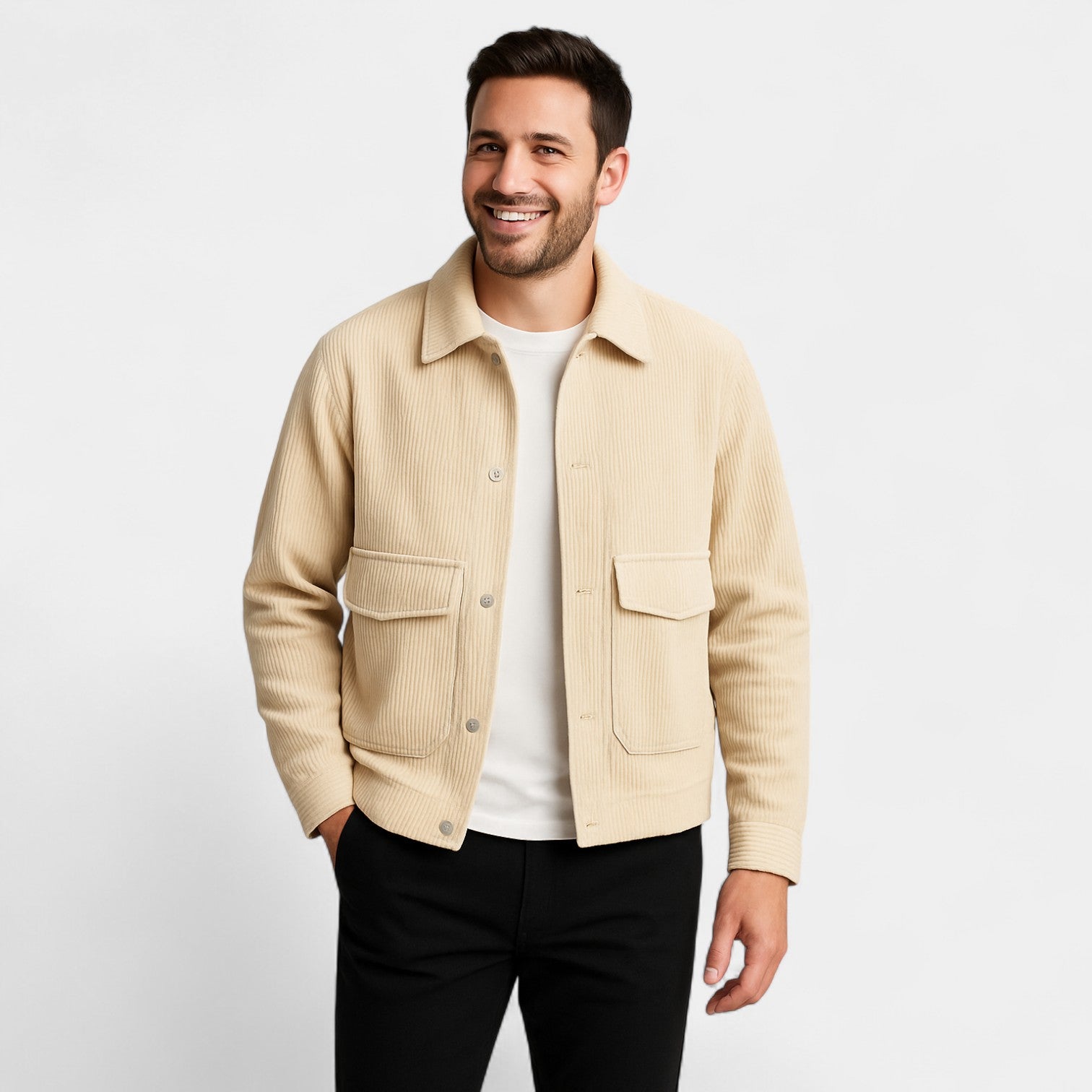 Riche | Veste homme en velours côtelé coupe ample – rétro, raffinée, couche quotidienne