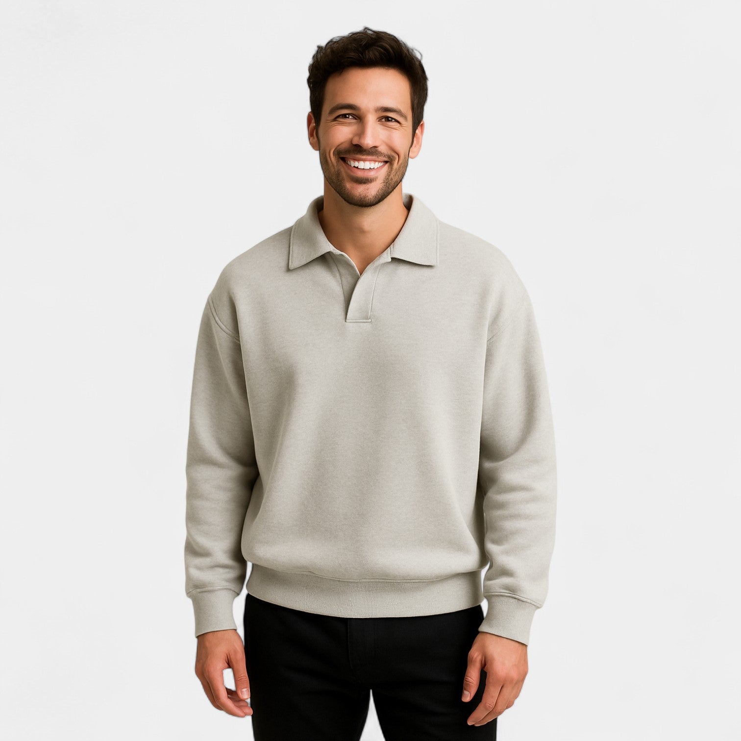 Riche | Polo homme manches longues en maille – raffiné, polyvalent, coupe moderne