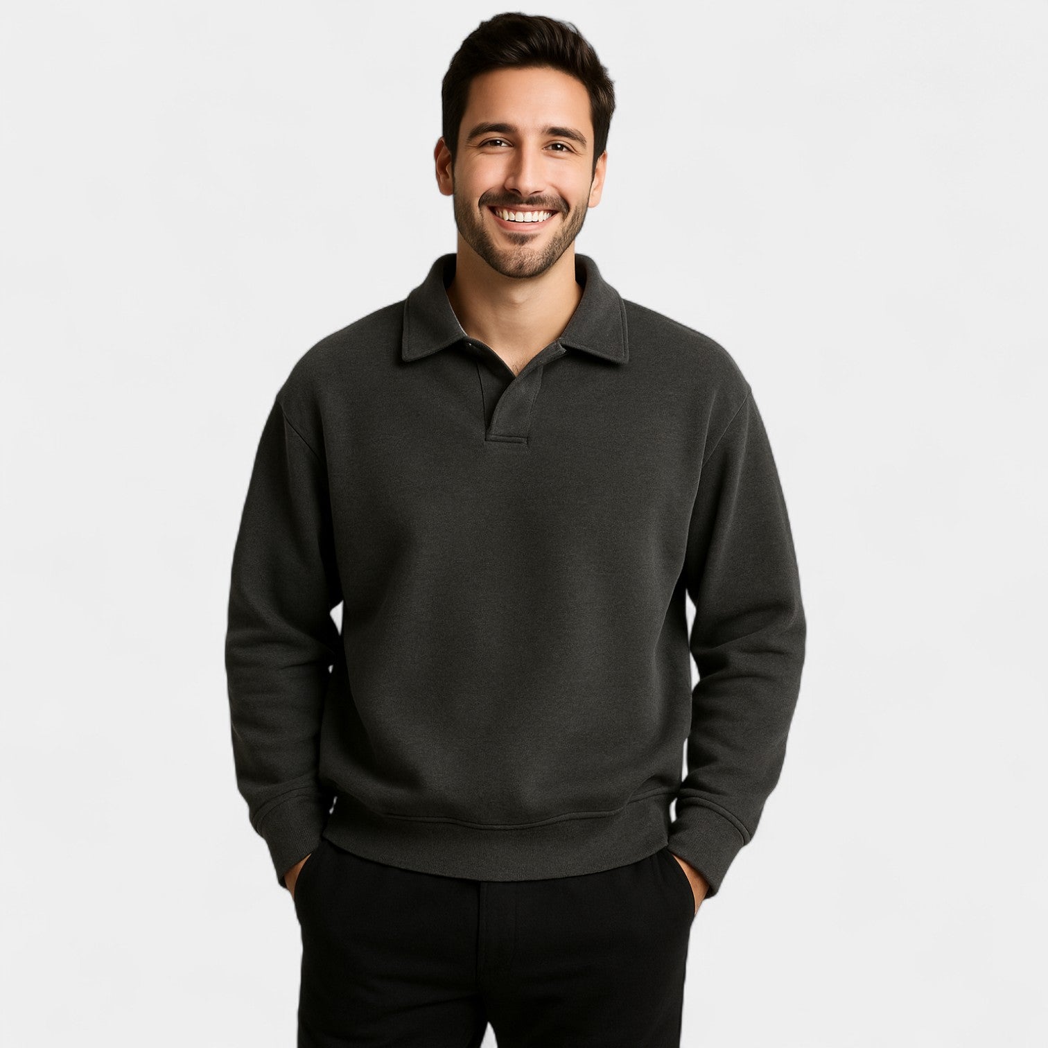 Riche | Polo homme manches longues en maille – raffiné, polyvalent, coupe moderne