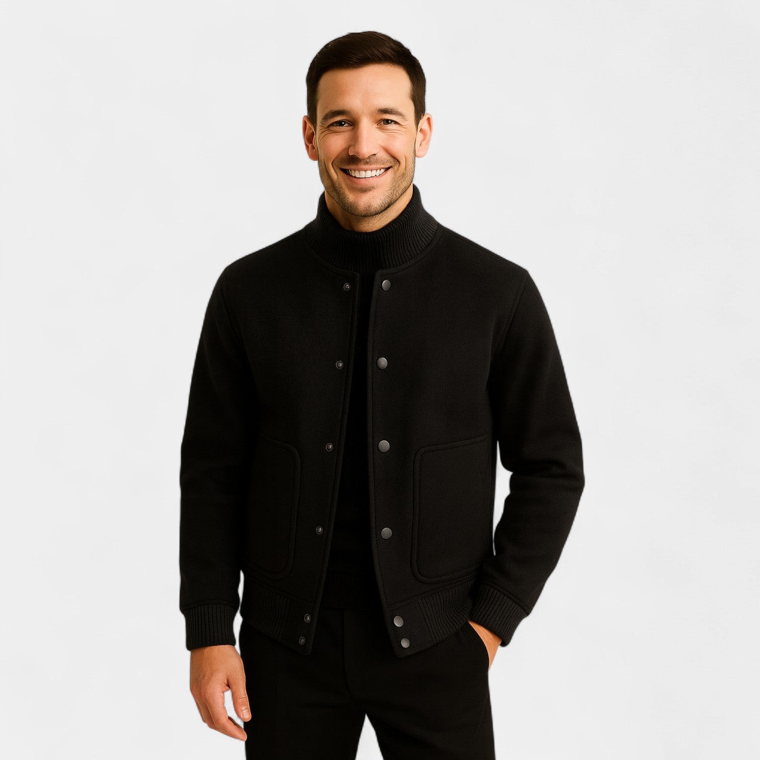 Riche | Bomber homme col montant – couleur unie, raffiné, silhouette décontractée