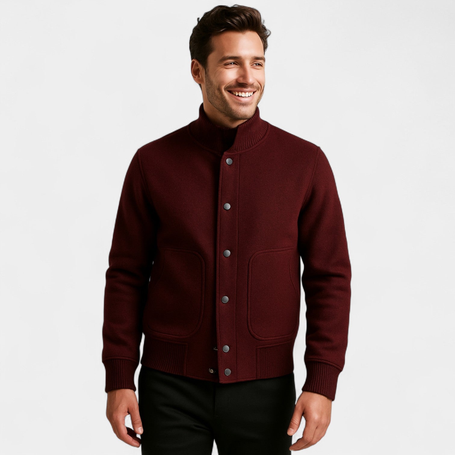 Riche | Bomber homme col montant – couleur unie, raffiné, silhouette décontractée