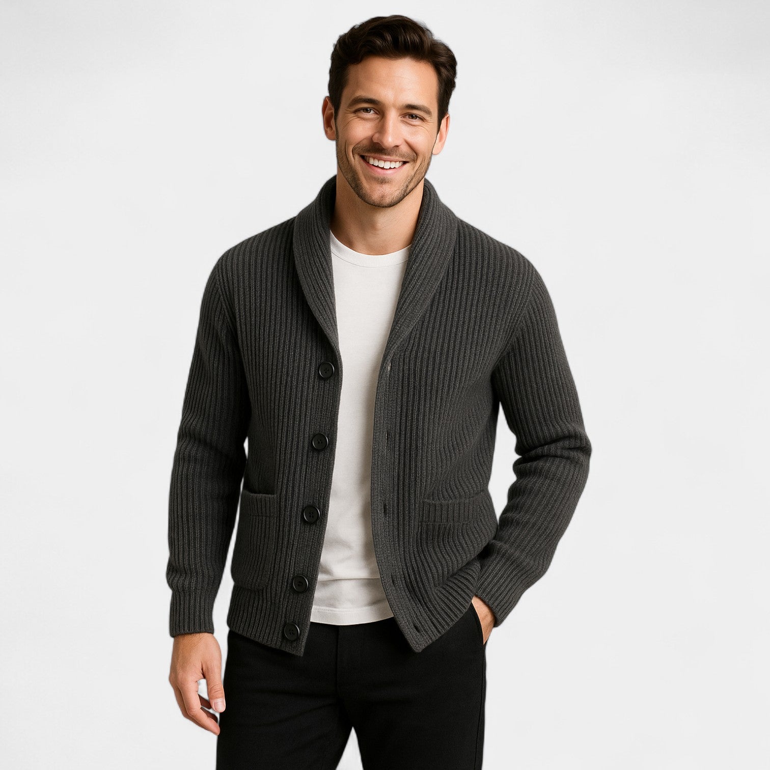 Riche | Gilet homme en laine col montant boutonné – raffiné, chaud, silhouette quotidienne