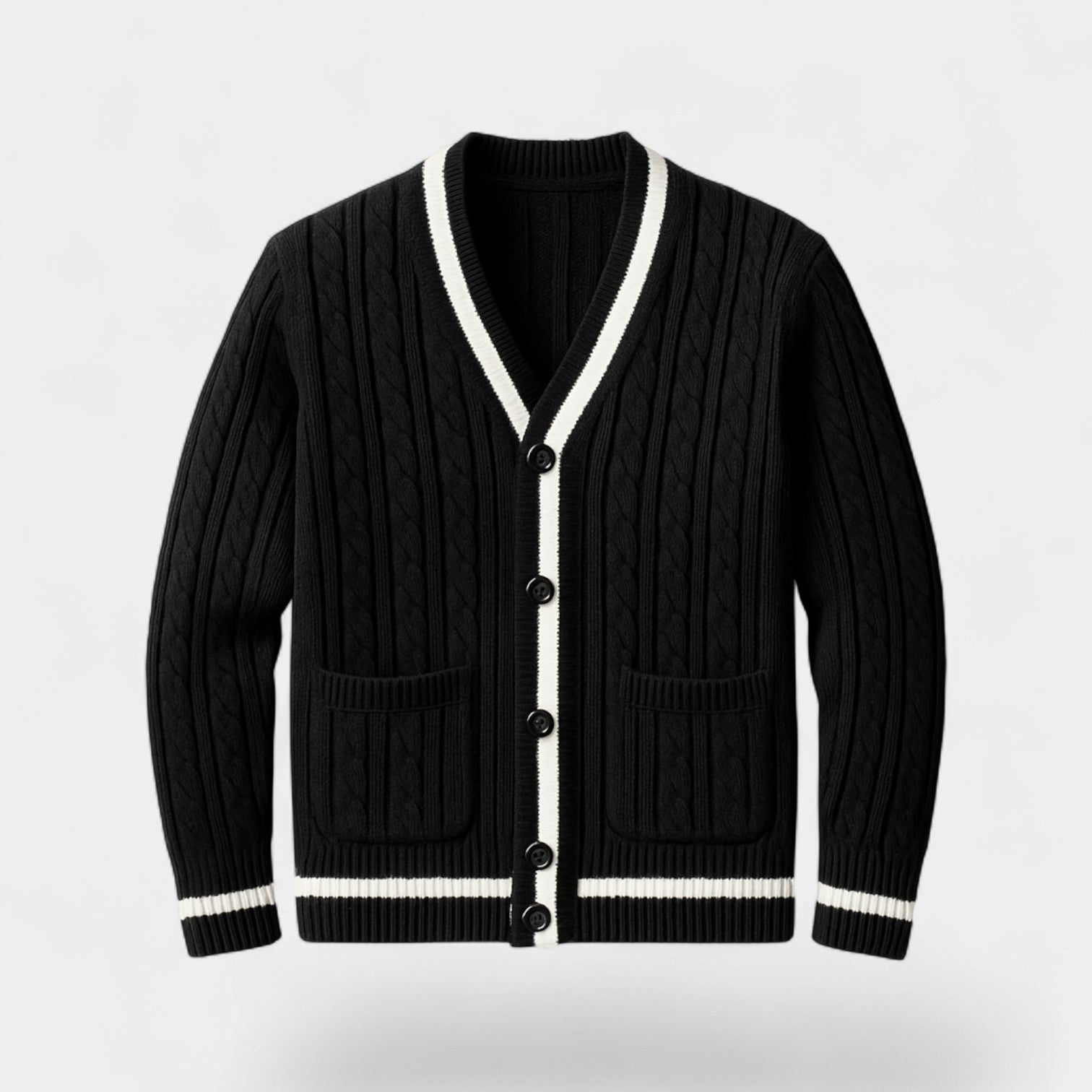 Riche | Cardigan homme en laine torsadée boutonné – raffiné, texturé, élégance quotidienne