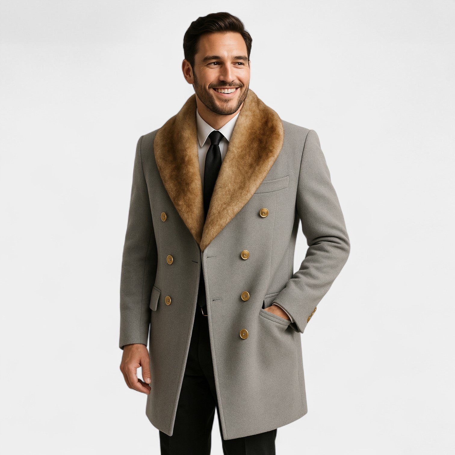 Riche | Veste homme mi-longue col polo en laine – raffinée, ajustée, silhouette hivernale