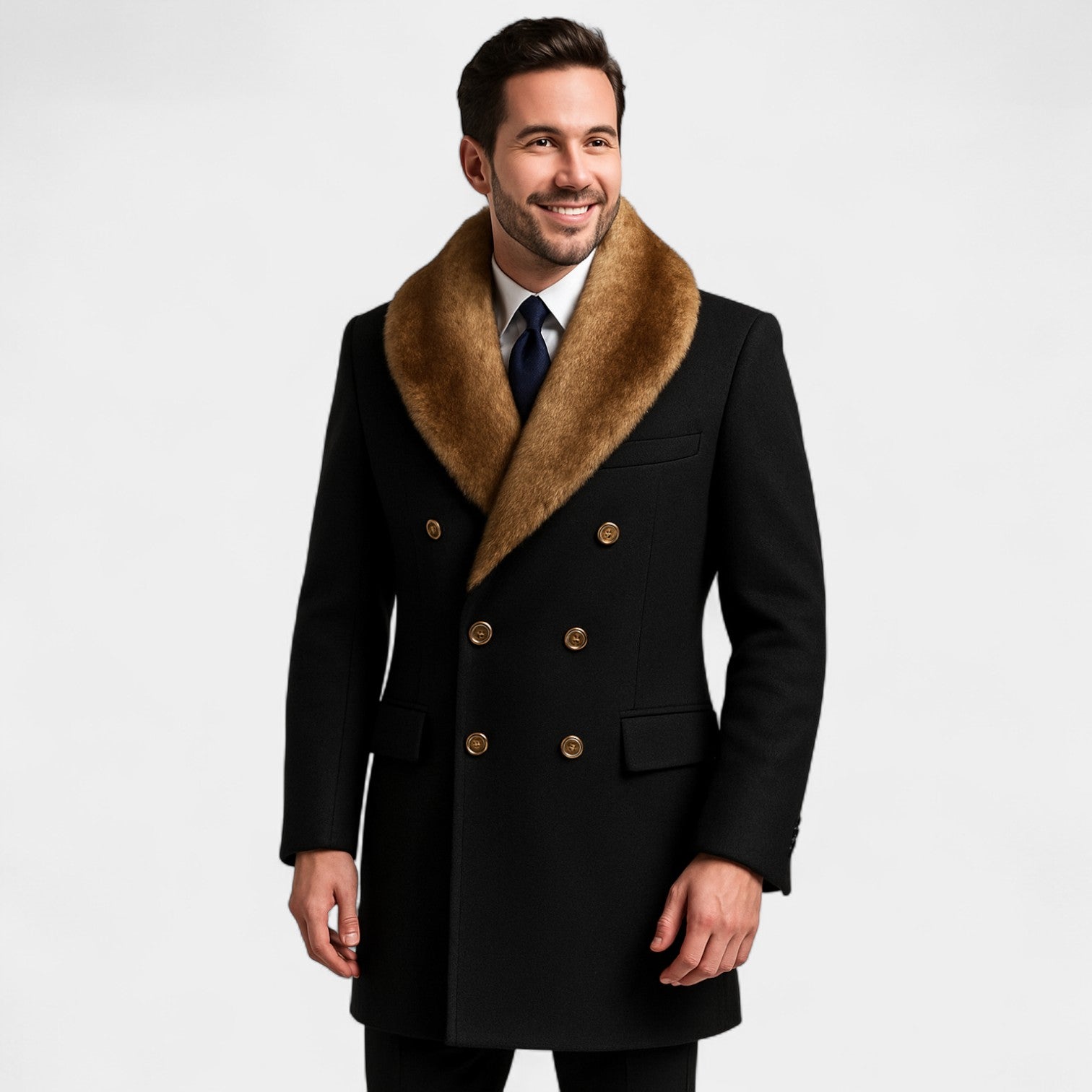 Riche | Veste homme mi-longue col polo en laine – raffinée, ajustée, silhouette hivernale