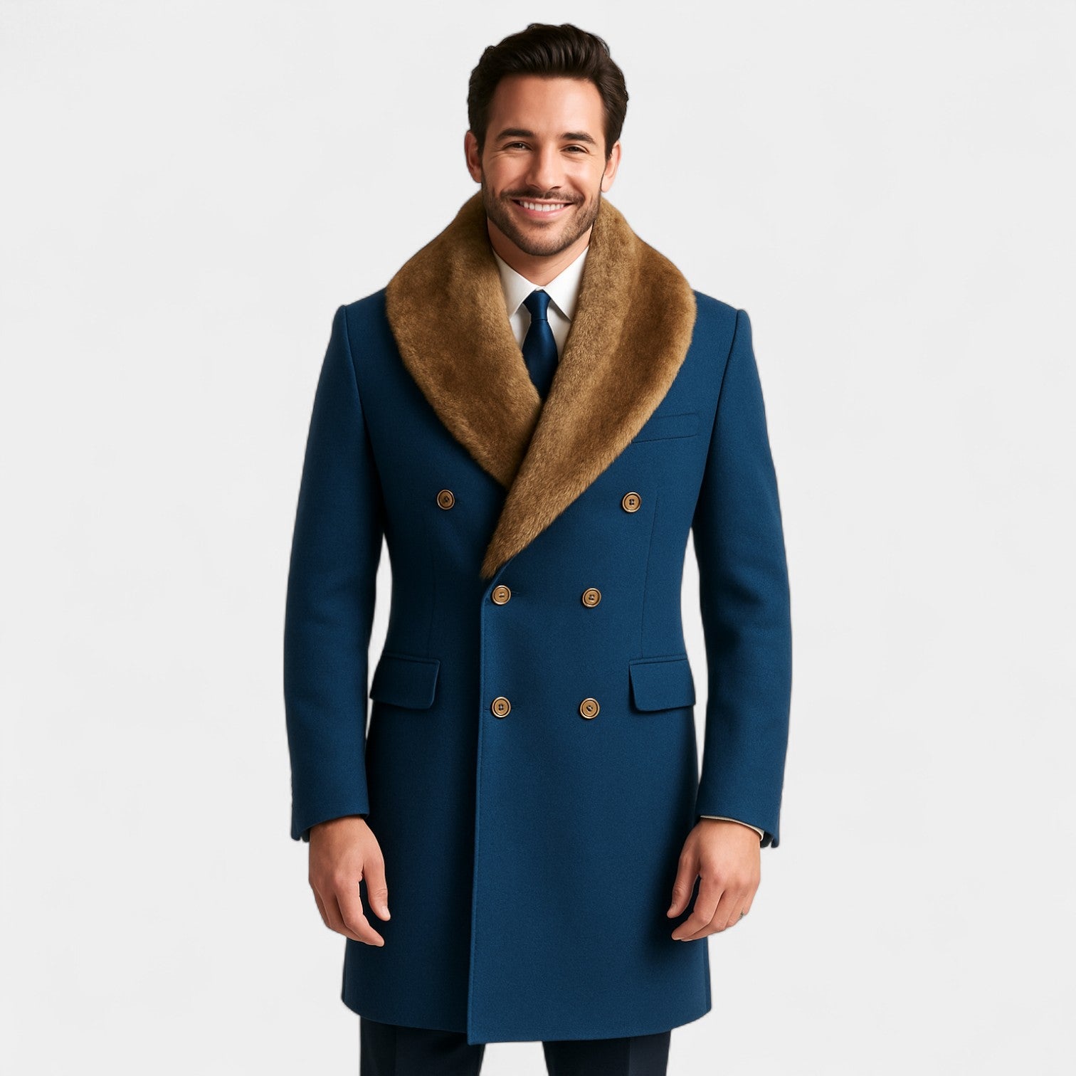 Riche | Veste homme mi-longue col polo en laine – raffinée, ajustée, silhouette hivernale