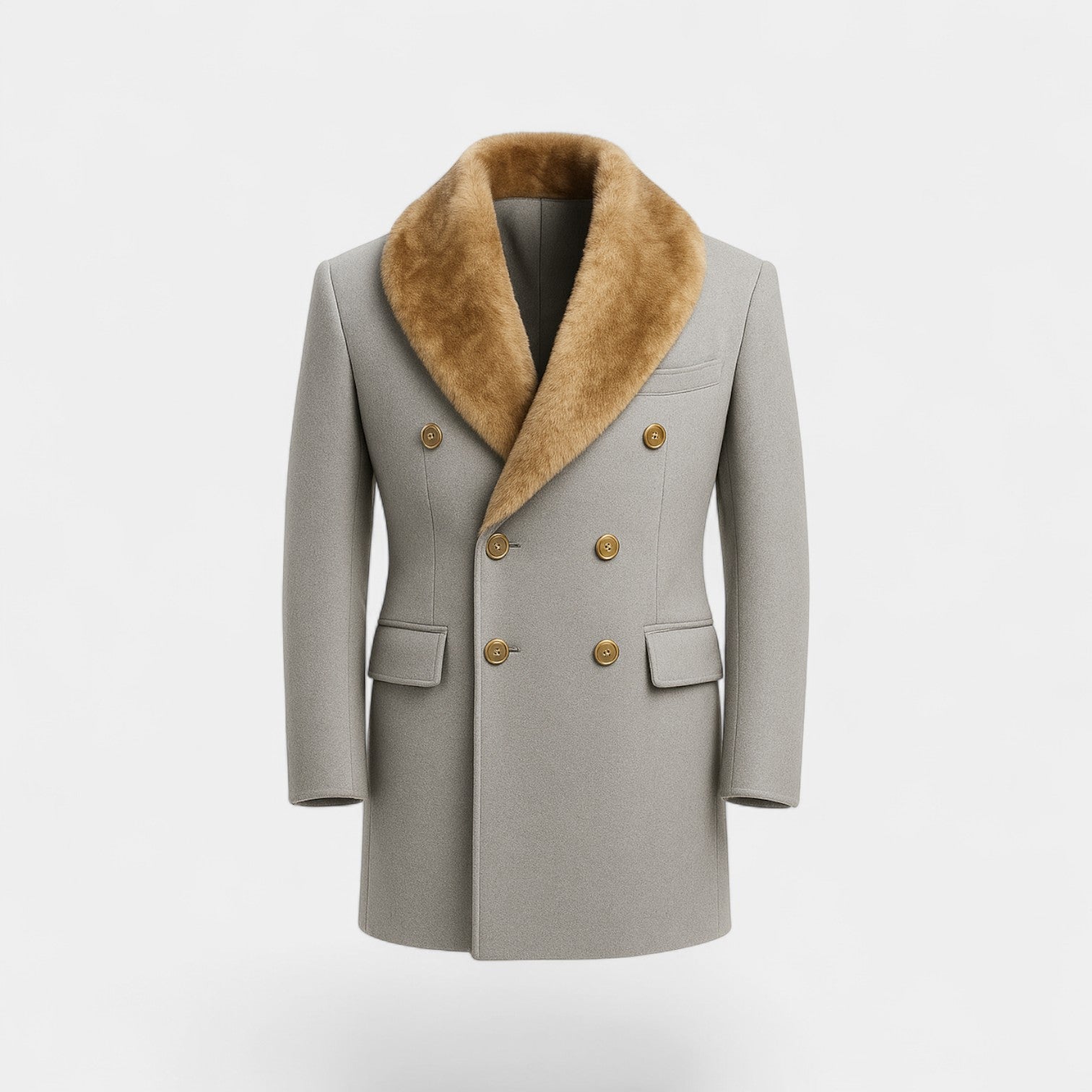 Riche | Veste homme mi-longue col polo en laine – raffinée, ajustée, silhouette hivernale