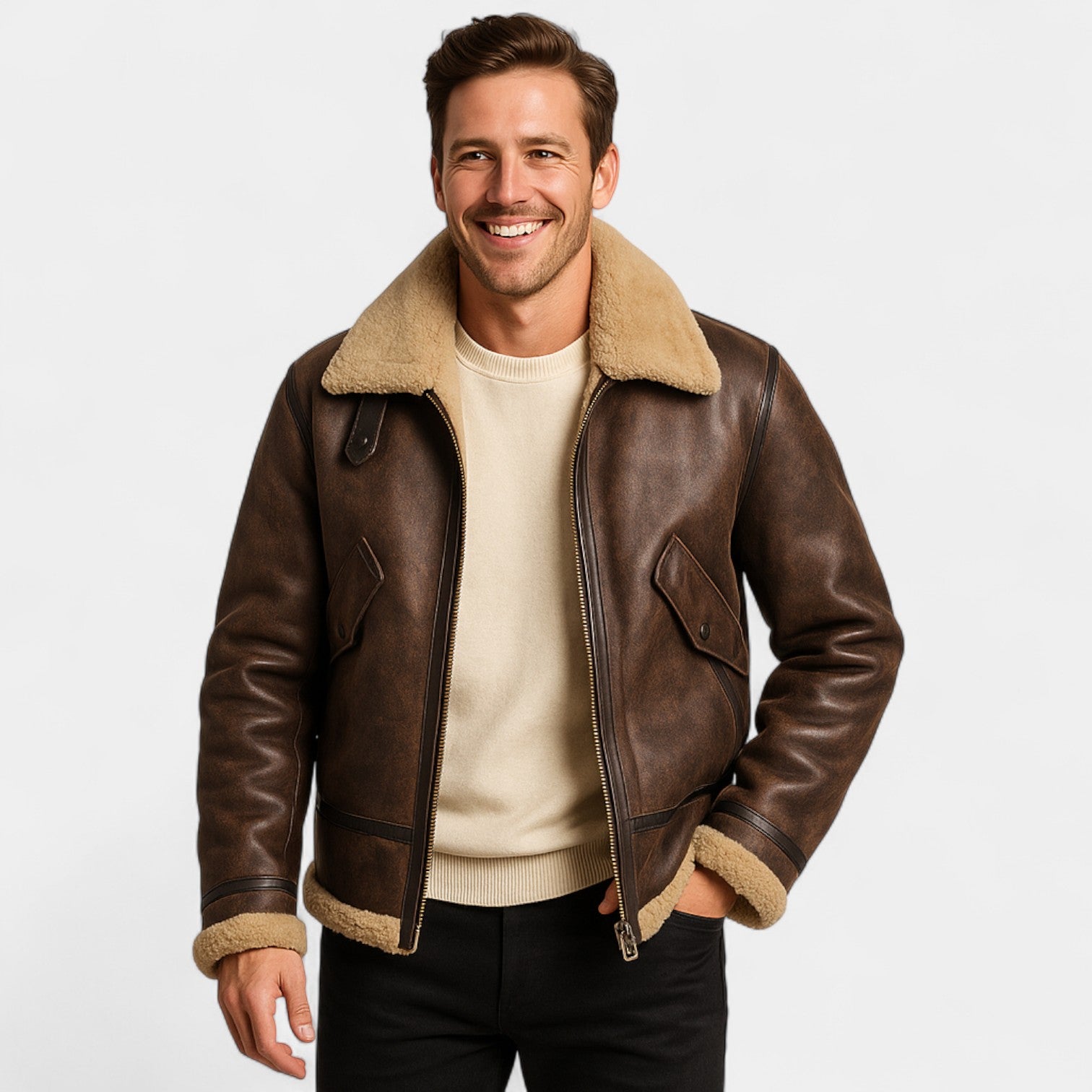 Riche | Veste homme en laine d’agneau doublée polaire simple couche – chaude, raffinée, silhouette quotidienne