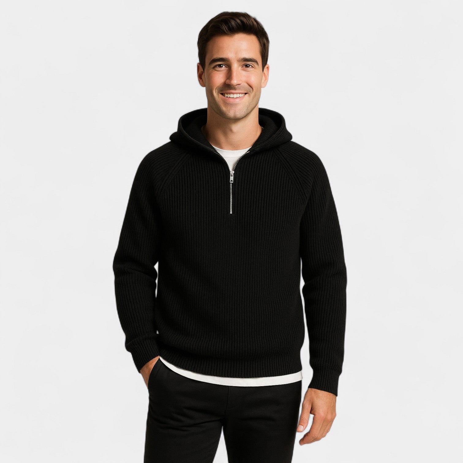 Riche | Sweat homme à capuche quart zip haut de gamme – raffiné, moderne, confort quotidien