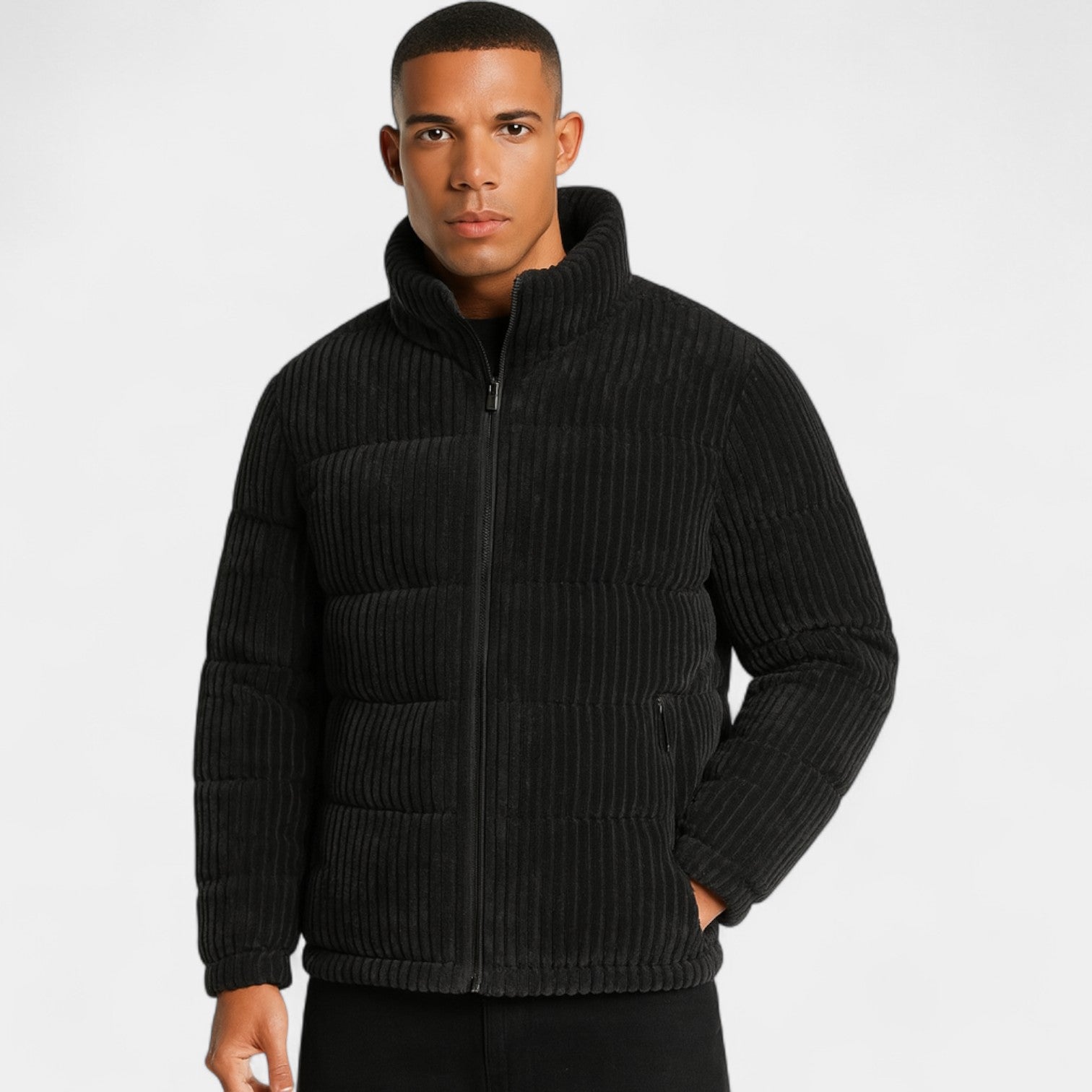 Riche | Veste matelassée en velours côtelé homme – Coupe ample épaissie