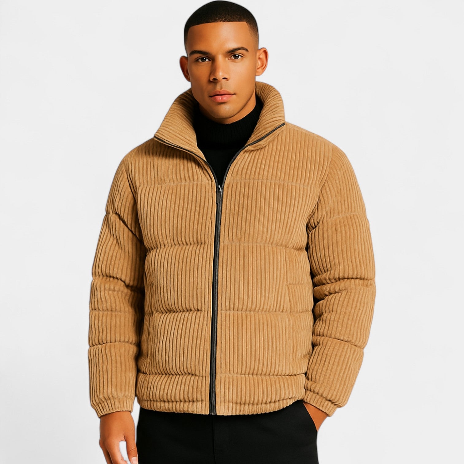 Riche | Veste matelassée en velours côtelé homme – Coupe ample épaissie