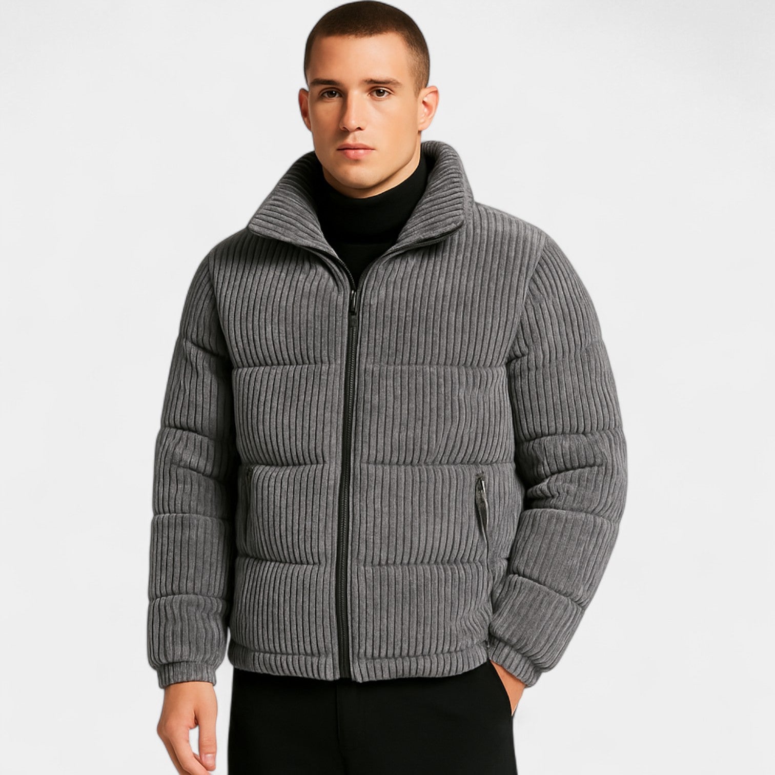 Riche | Veste matelassée en velours côtelé homme – Coupe ample épaissie