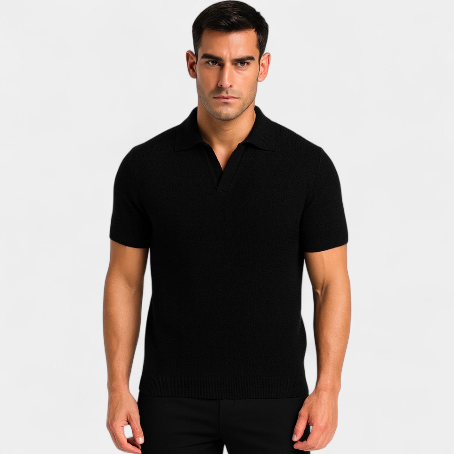 Riche | Polo Homme Slim Fit Maille – Style Minimaliste Sans Boutons