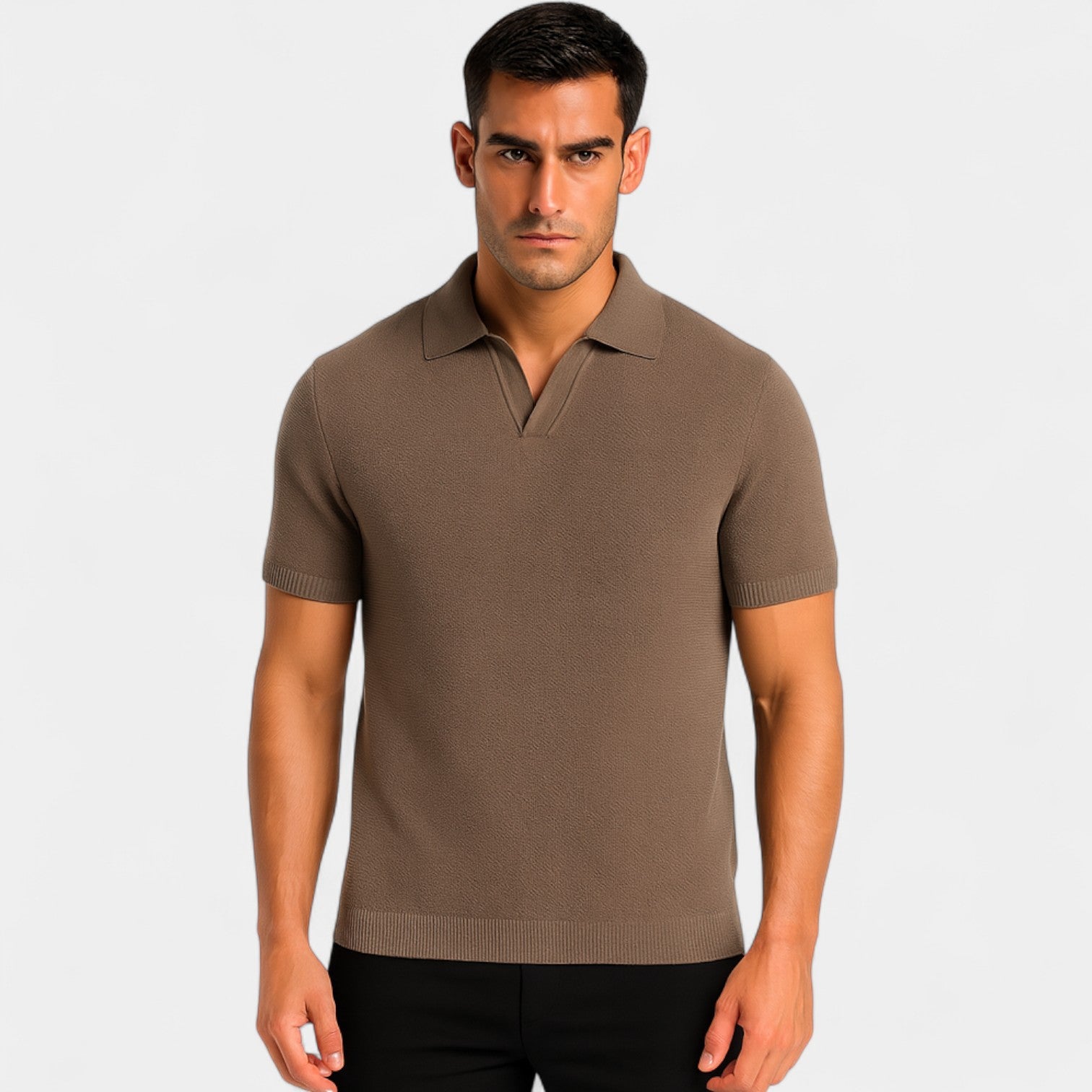 Riche | Polo Homme Slim Fit Maille – Style Minimaliste Sans Boutons