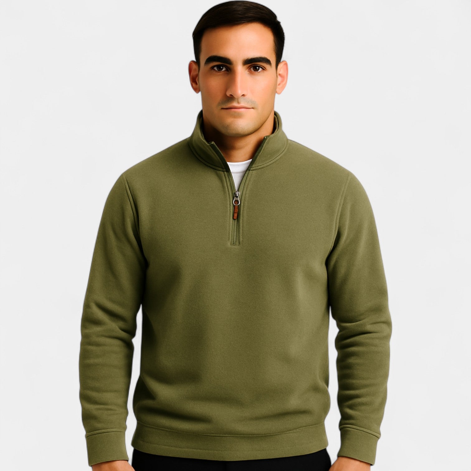 Riche | Sweatshirt homme coton polaire zippé – col montant hiver casual