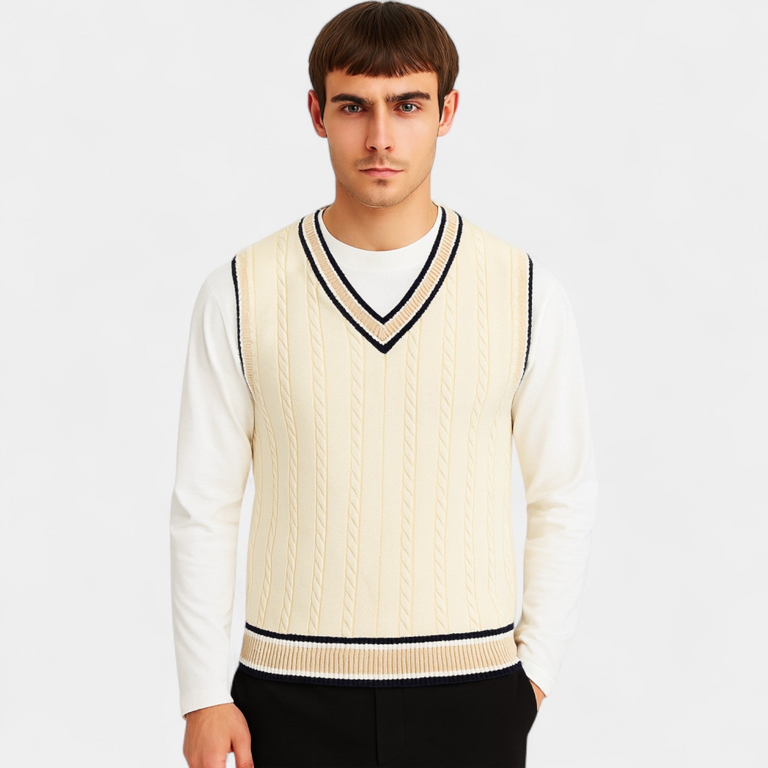 Riche | Gilet sans manches homme col V torsadé – luxe décontracté intemporel