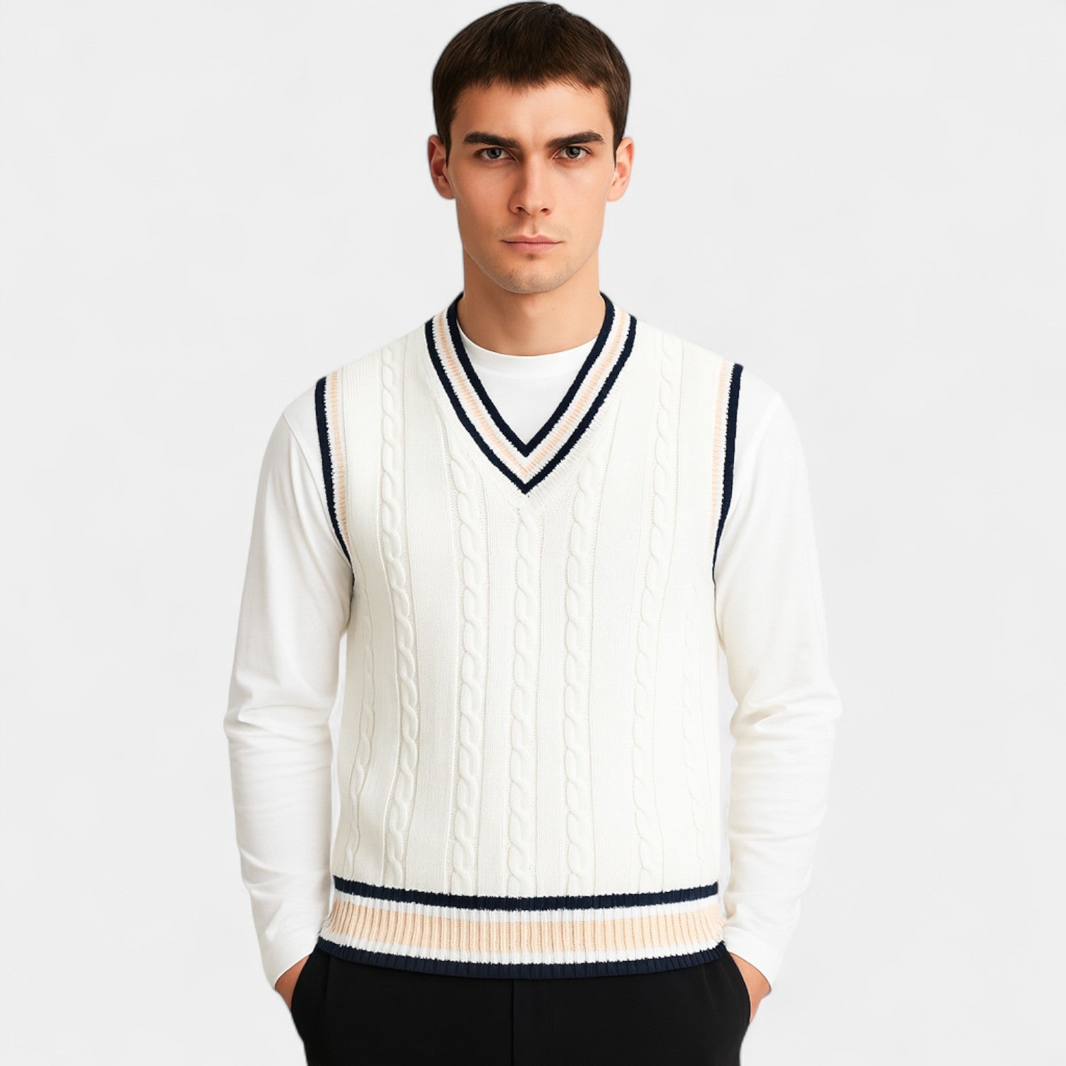 Riche | Gilet sans manches homme col V torsadé – luxe décontracté intemporel