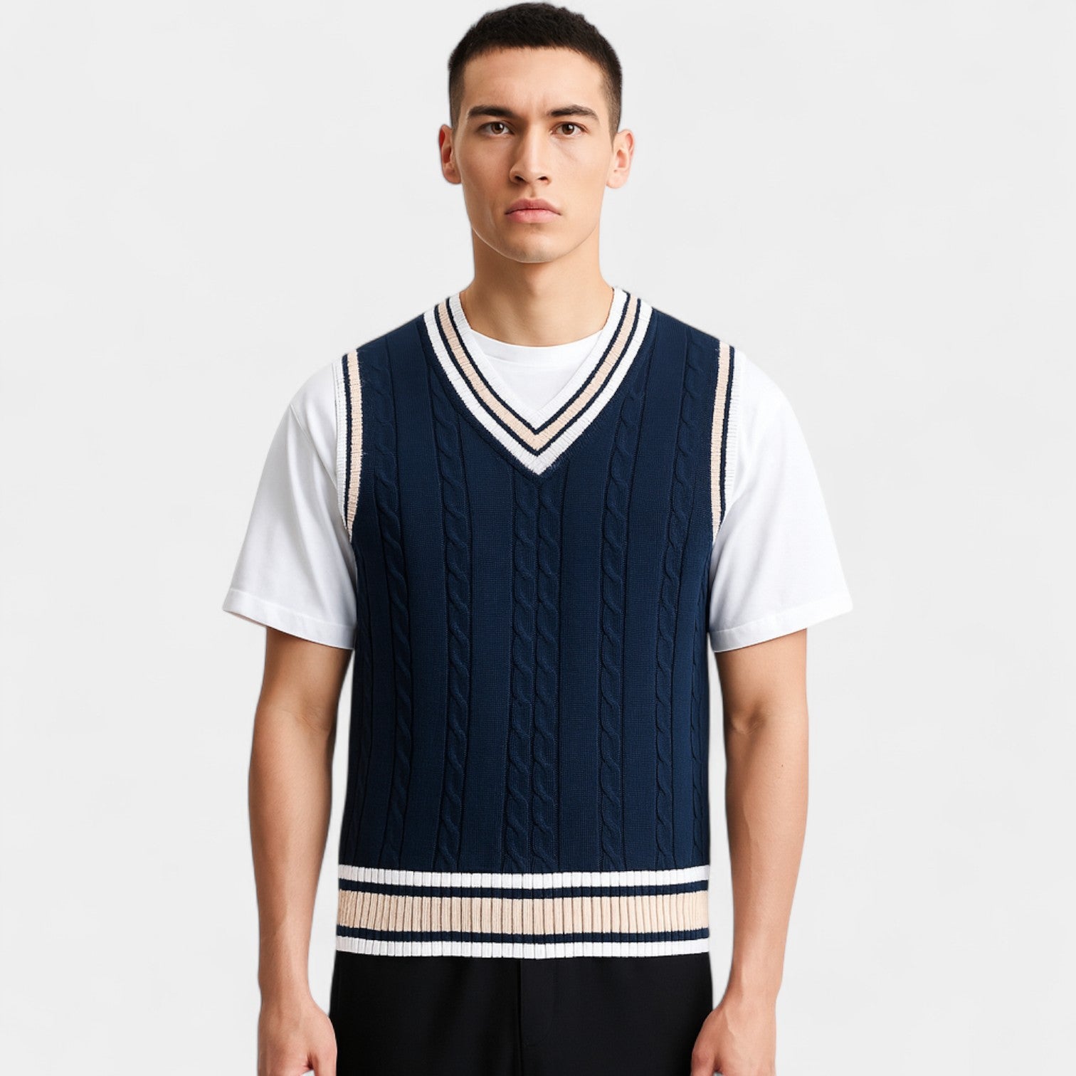 Riche | Gilet sans manches homme col V torsadé – luxe décontracté intemporel