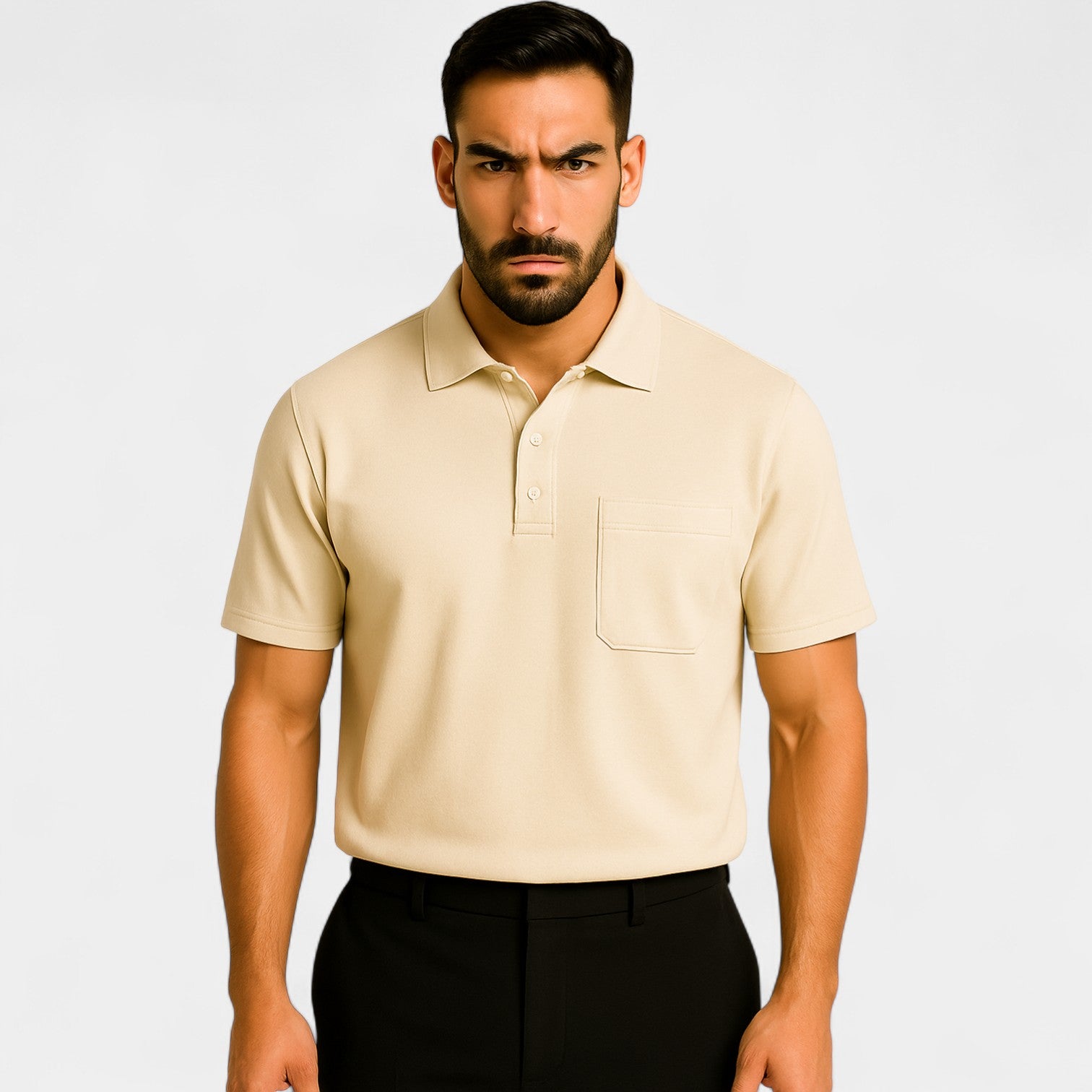 Riche | Polo homme coton uni – Design minimaliste avec poche