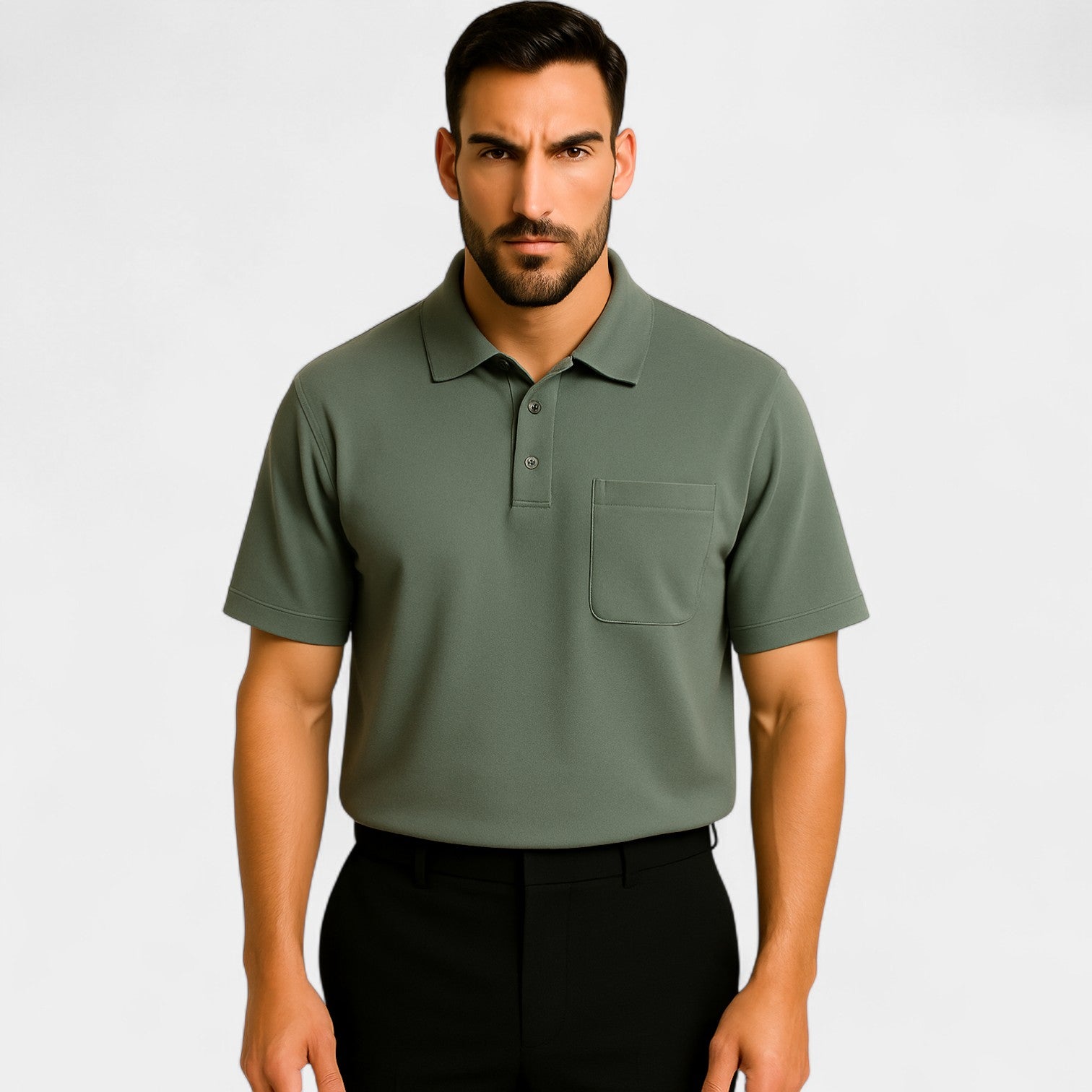 Riche | Polo homme coton uni – Design minimaliste avec poche
