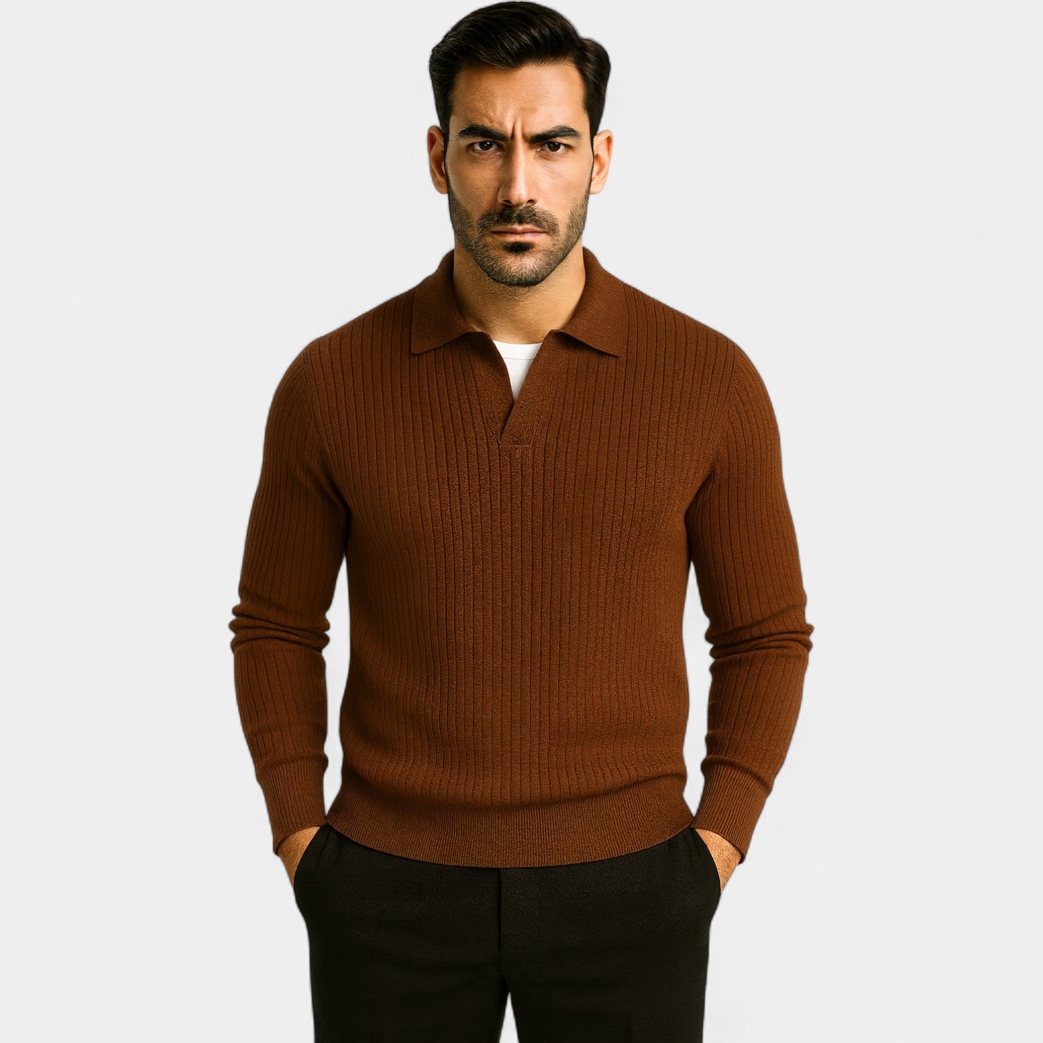 Riche | Polo homme viscose détente – coupe décontractée manches longues