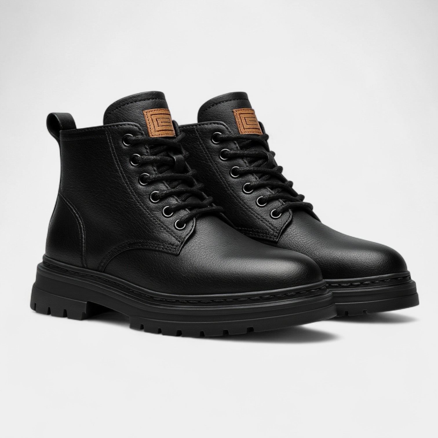 Riche | Bottes rétro homme cuir PU – Semelle épaisse mi-haute