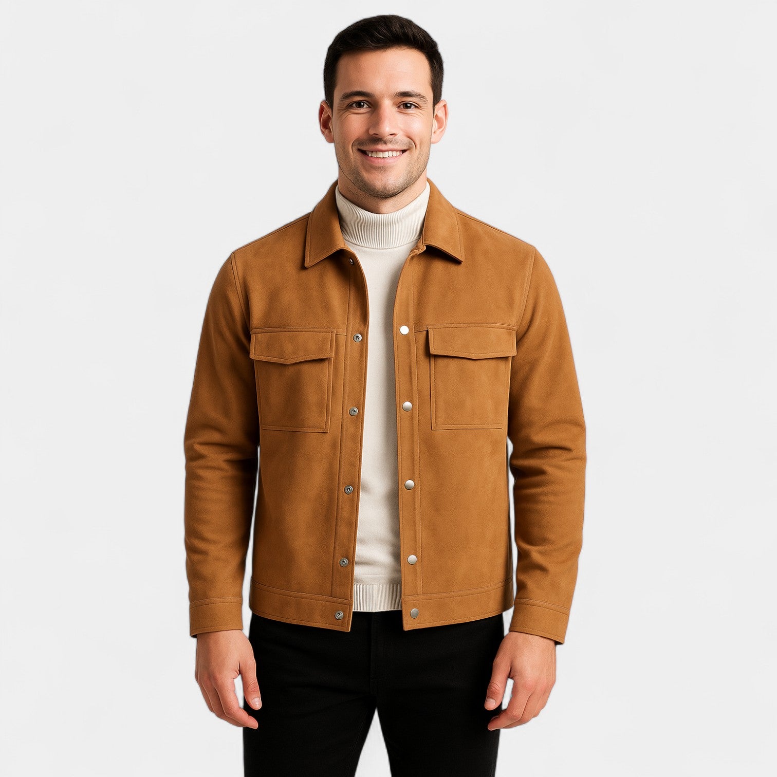 Riche | Veste homme en suède coupe ample boutonnage simple – raffinée, douce, silhouette quotidienne