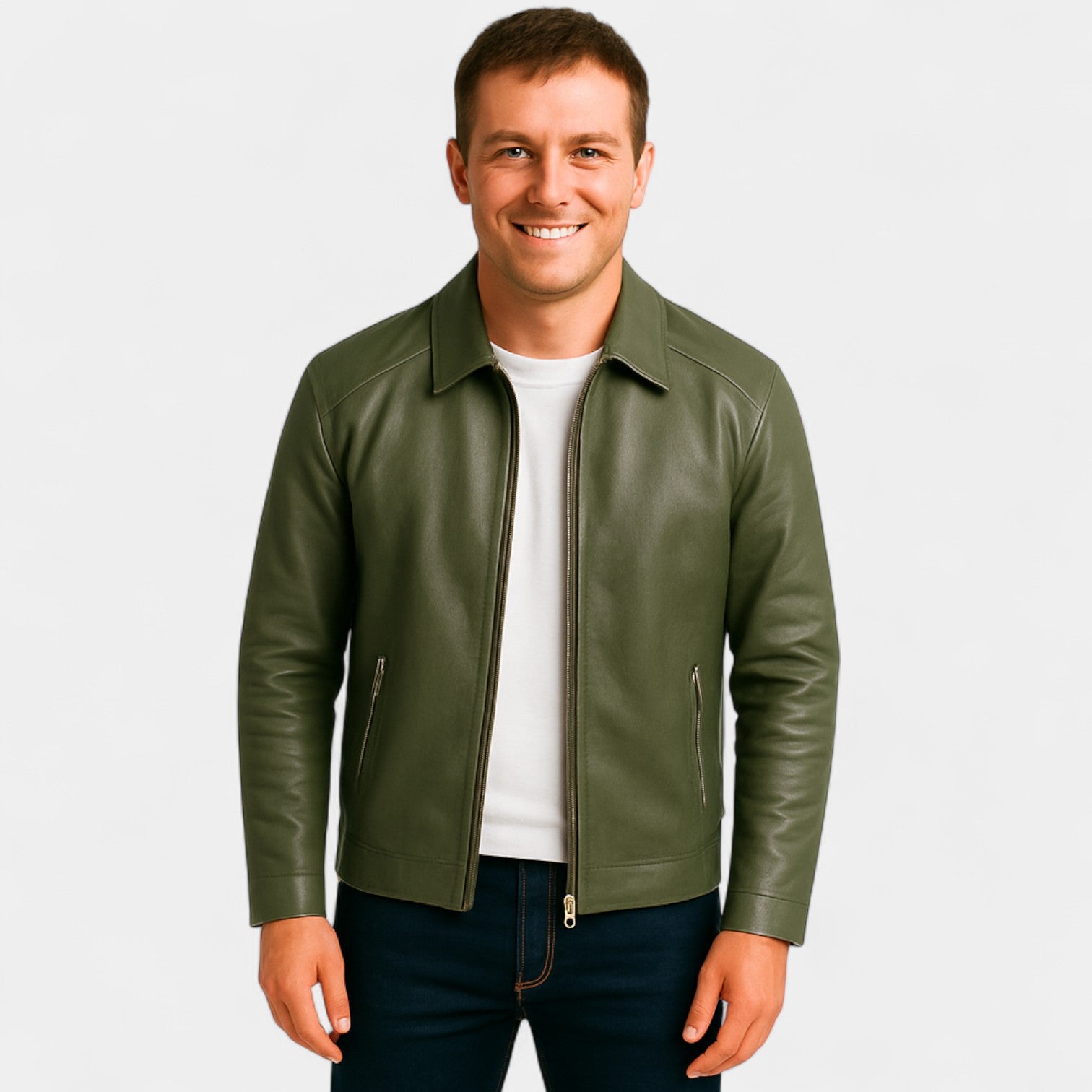 Riche | Veste homme cuir coupe slim – style coréen minimal