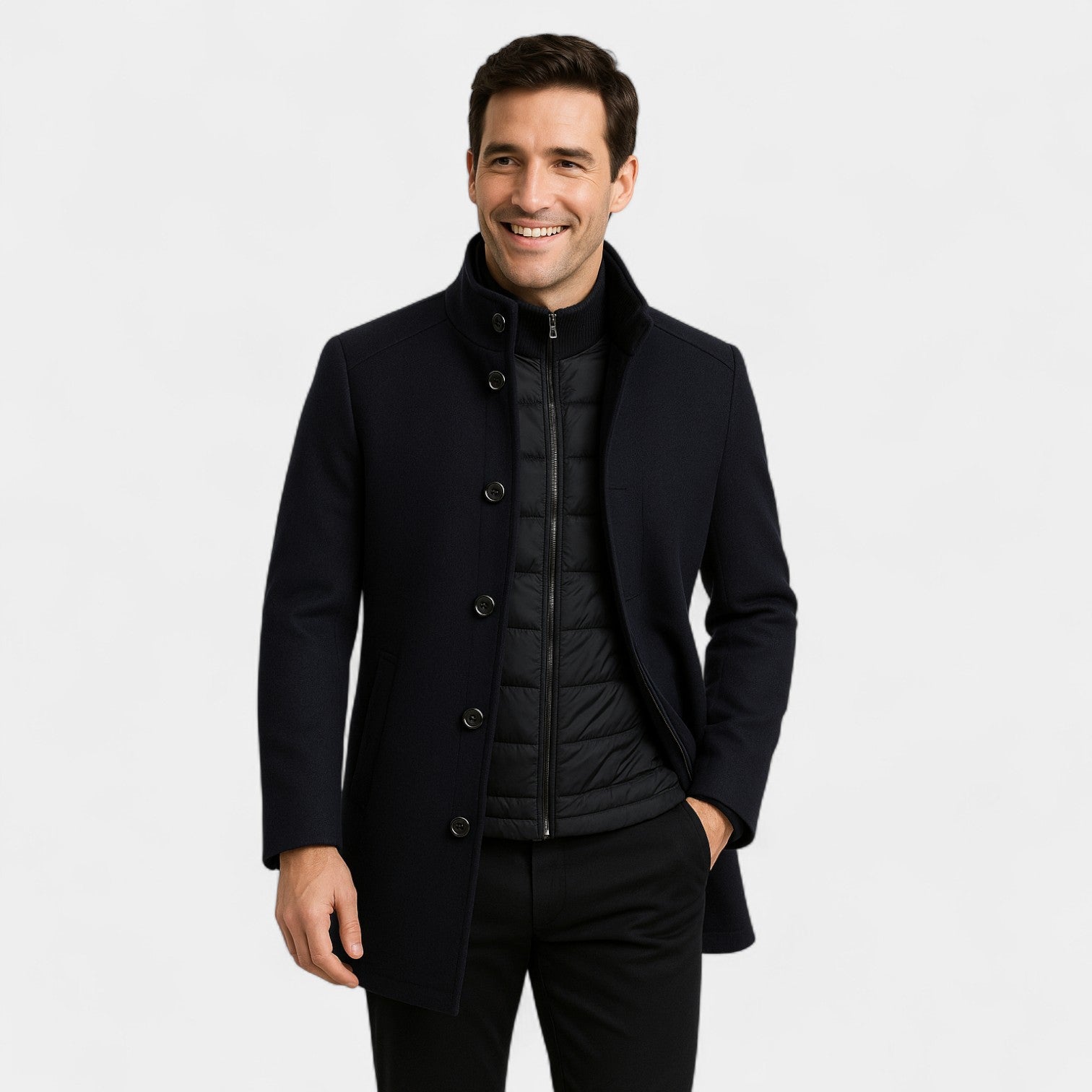 Riche | Manteau trench parka homme en mélange technique – col montant gilet amovible
