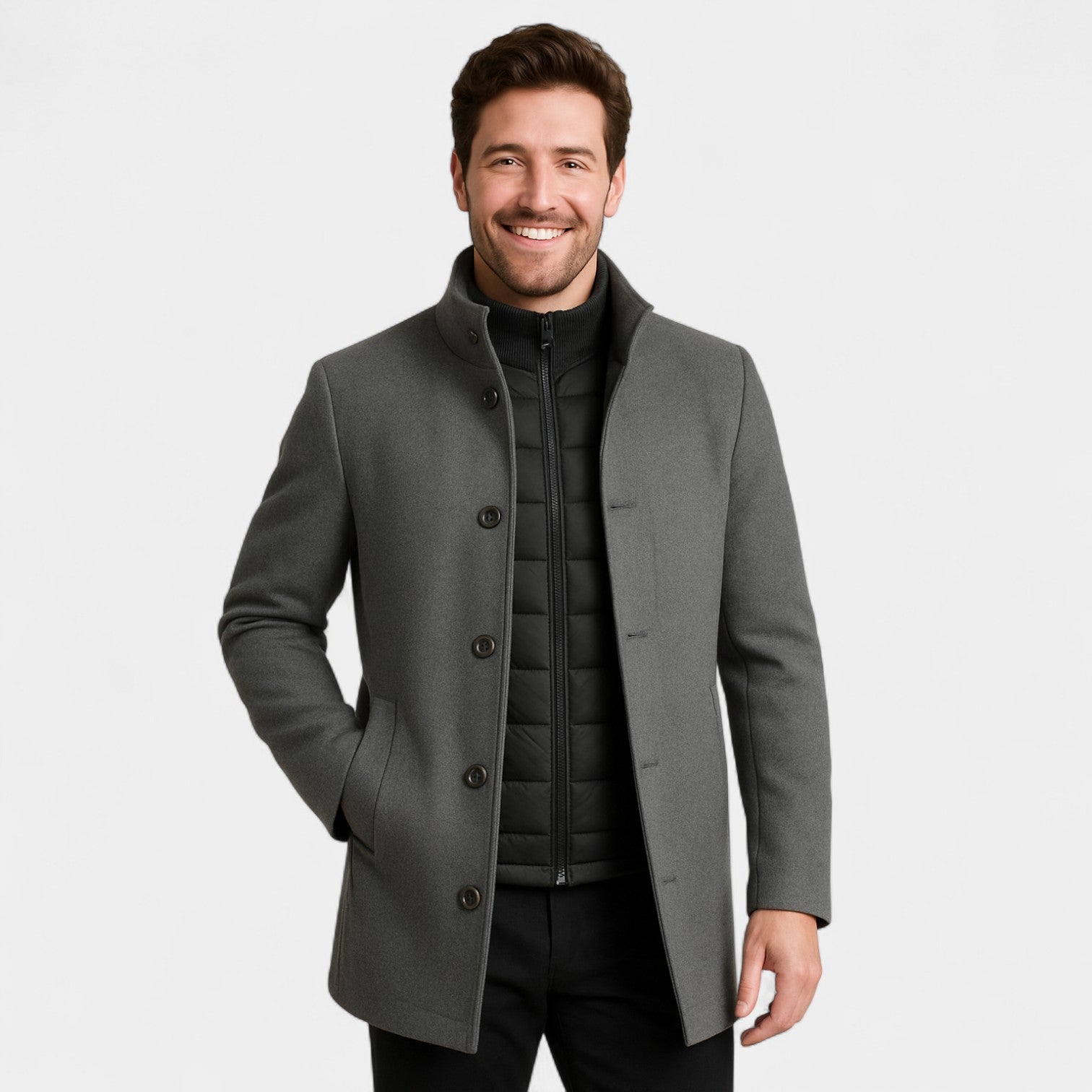 Riche | Manteau trench parka homme en mélange technique – col montant gilet amovible