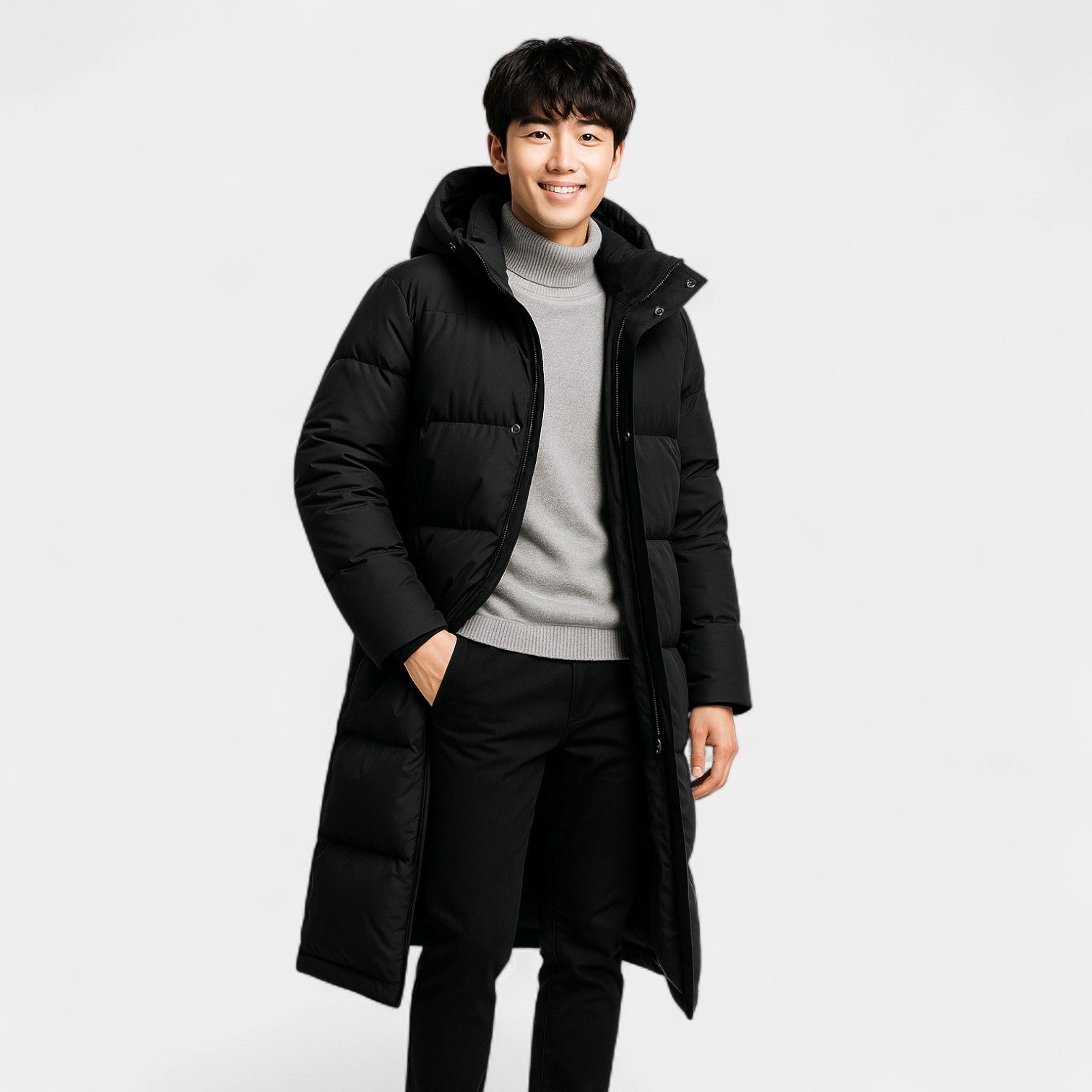 Riche | Parka homme style coréen duvet mélangé – chaude, élégante, silhouette moderne