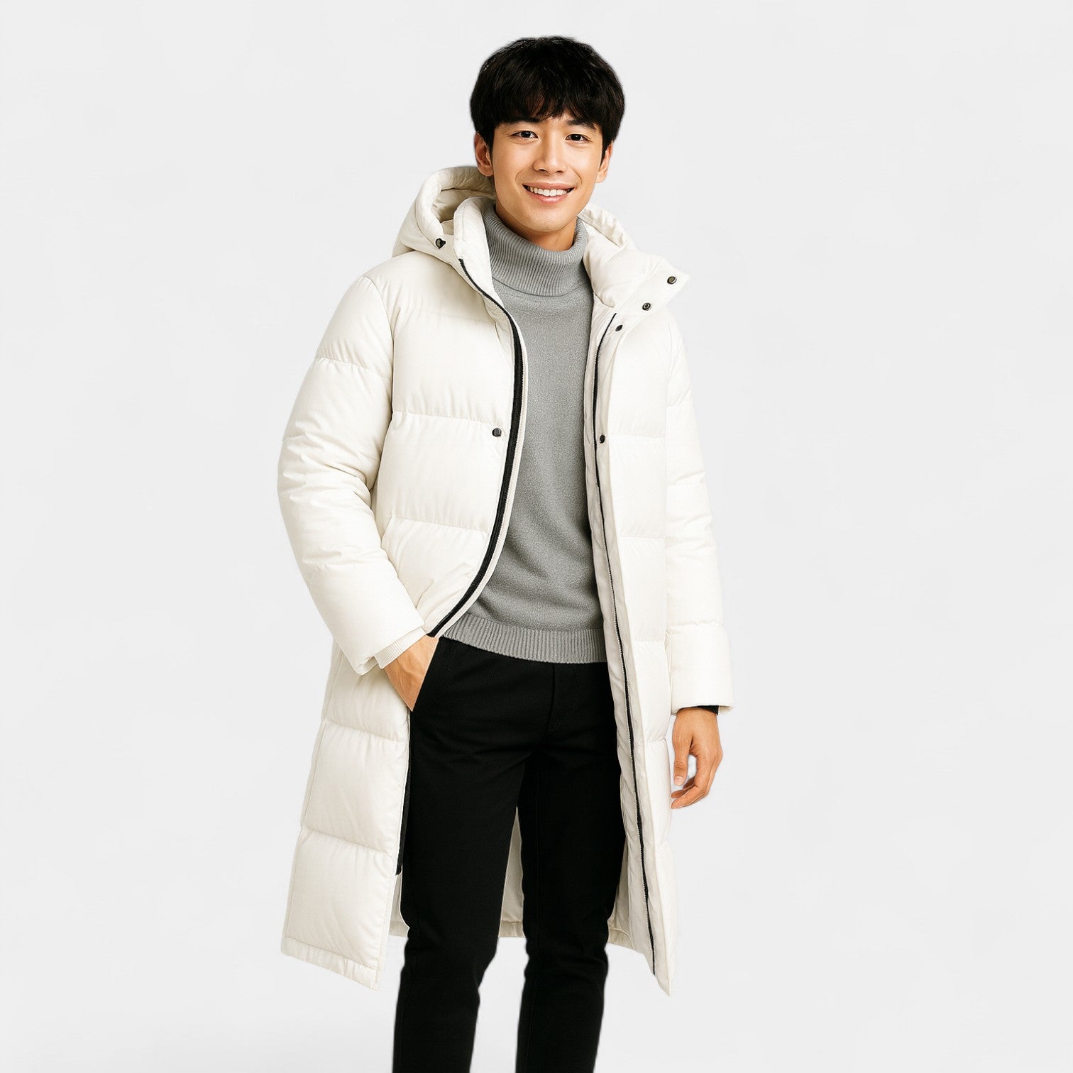 Riche | Parka homme style coréen duvet mélangé – chaude, élégante, silhouette moderne