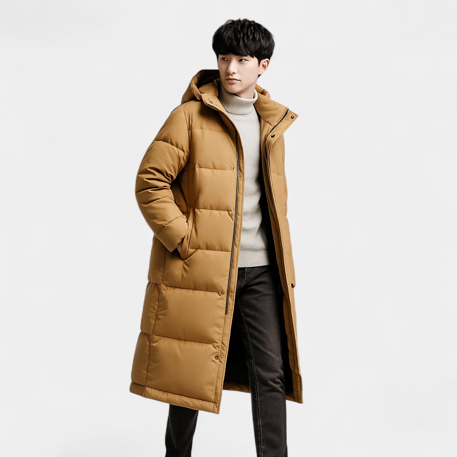 Riche | Parka homme style coréen duvet mélangé – chaude, élégante, silhouette moderne